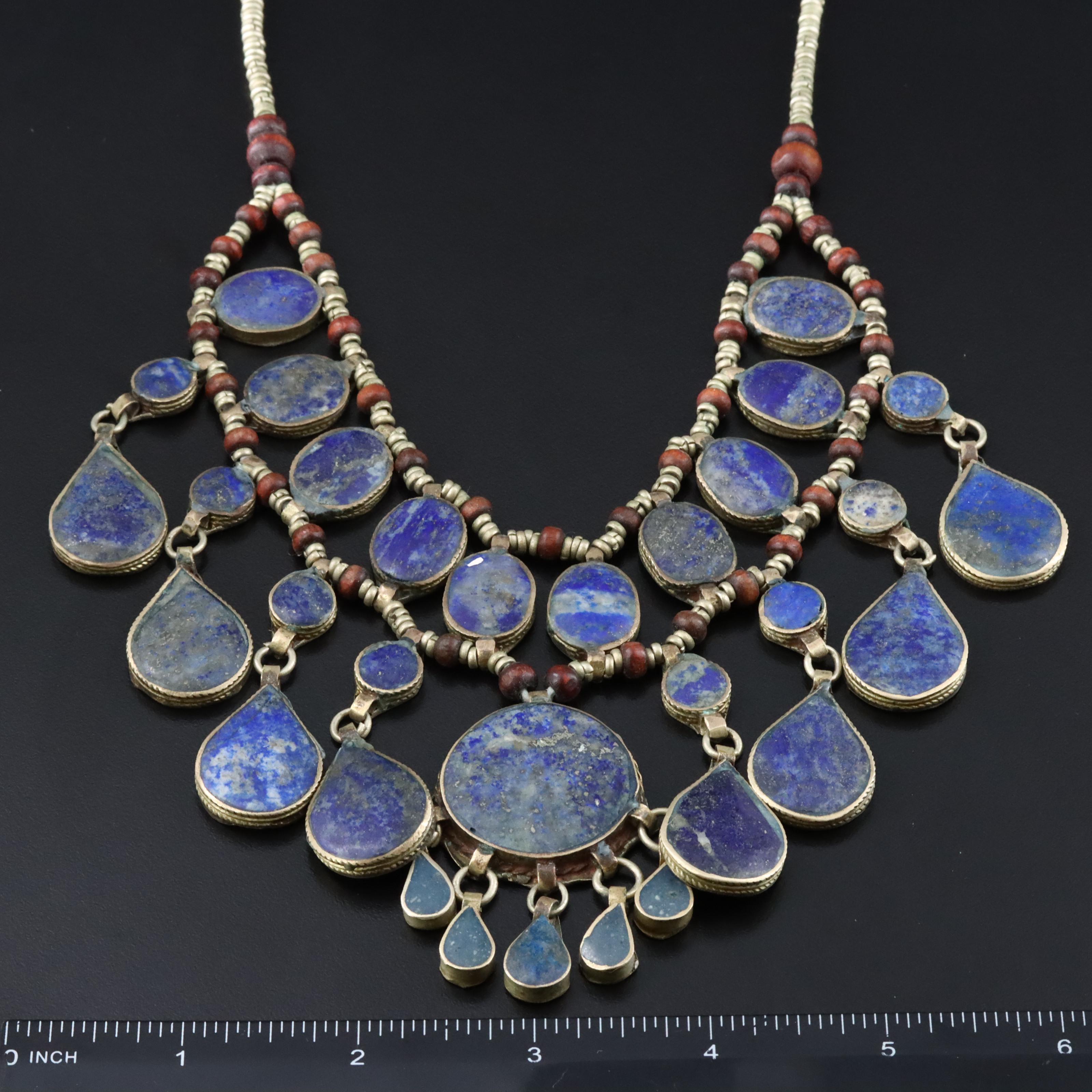 Afghan Kuchi Lapis Lazuli Layered Bead Necklace