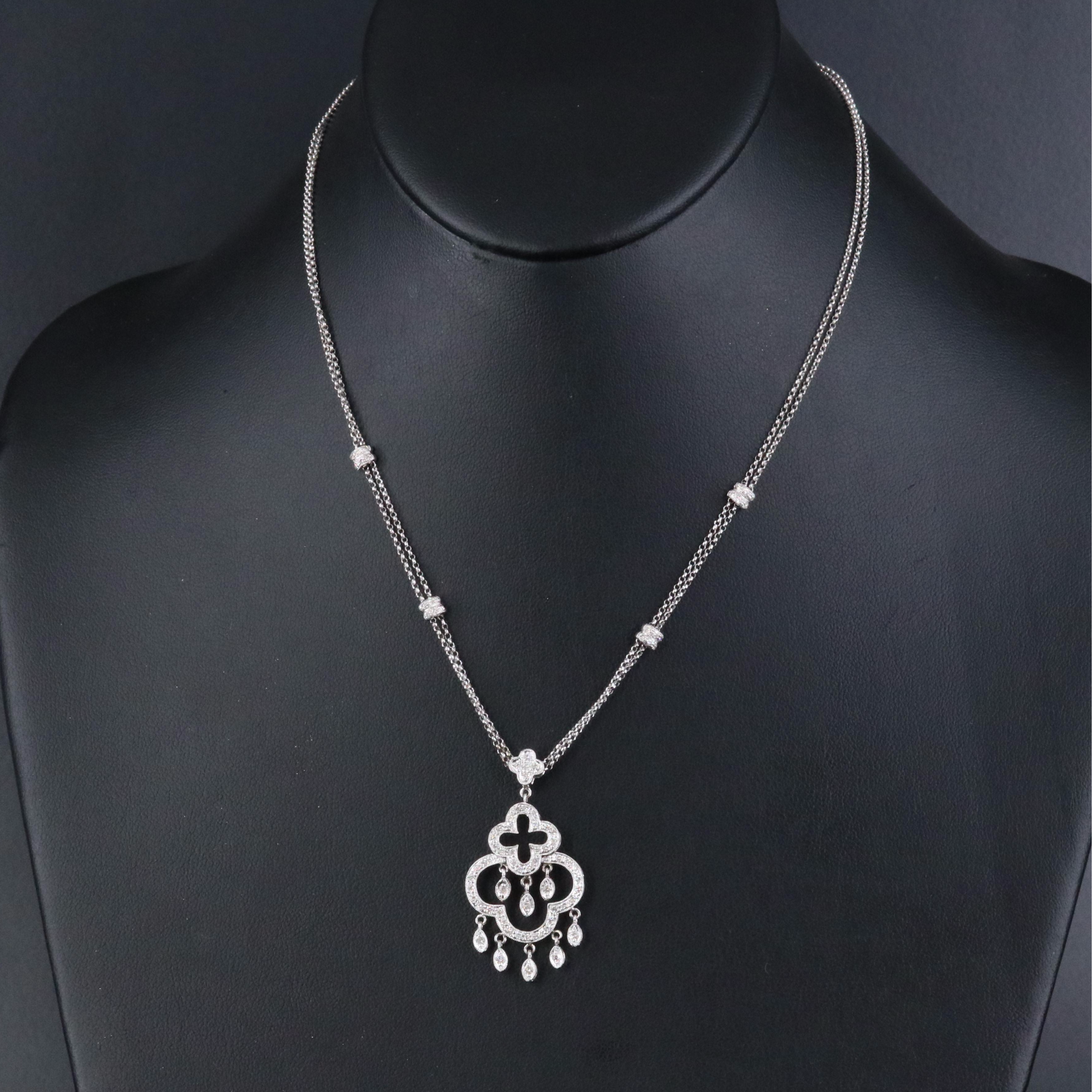 18K 0.75 CTW Diamond Quatrefoil Lavalier Necklace