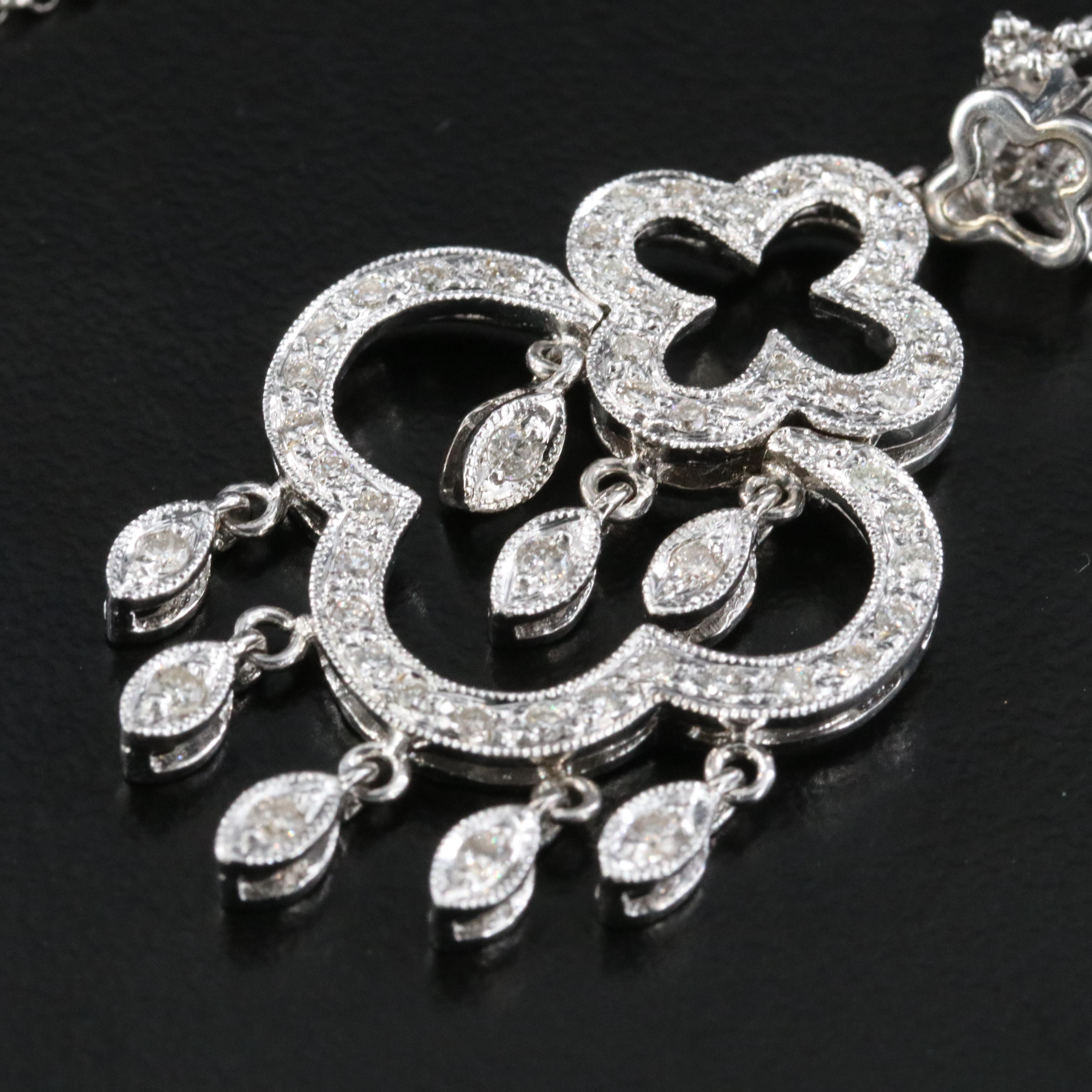 18K 0.75 CTW Diamond Quatrefoil Lavalier Necklace