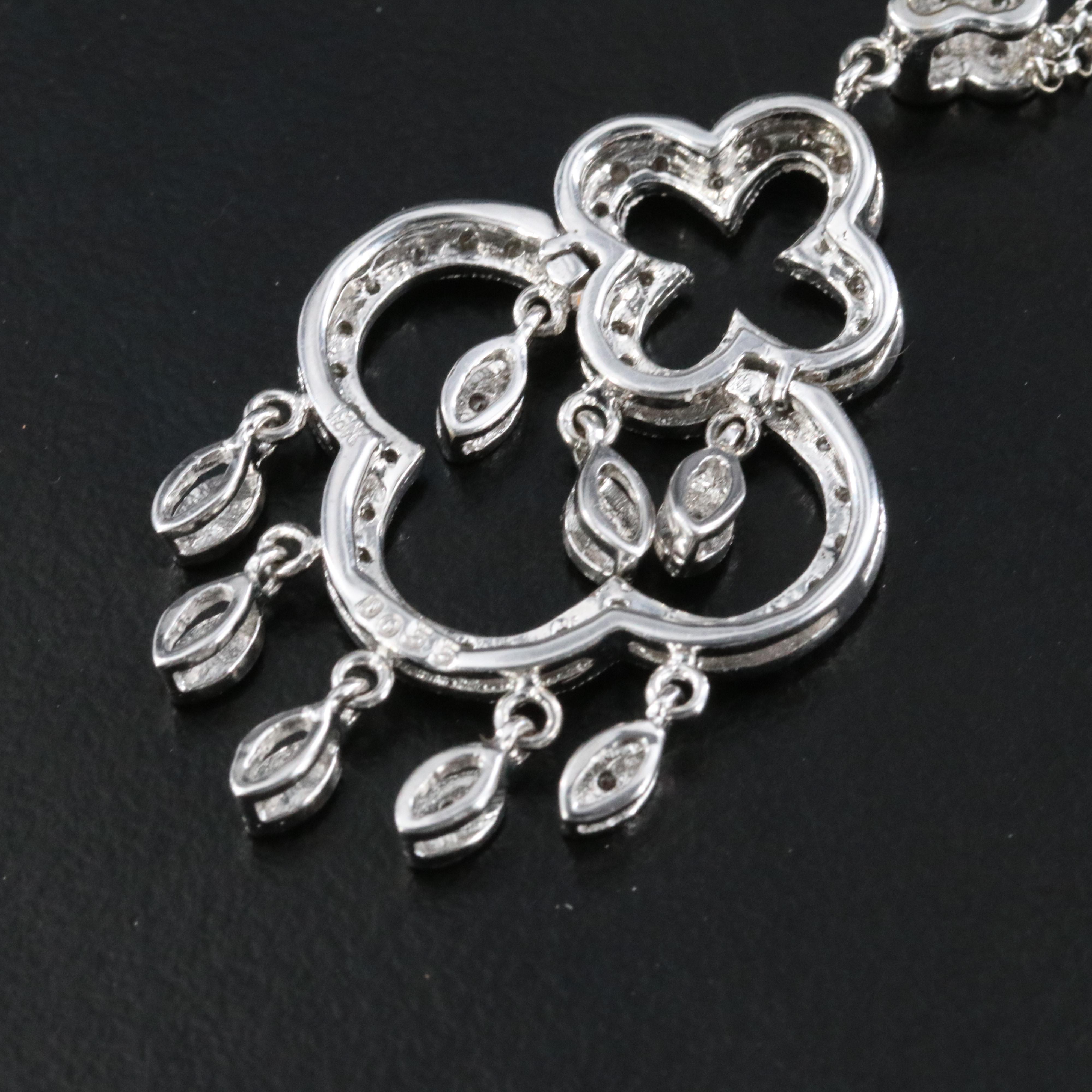 18K 0.75 CTW Diamond Quatrefoil Lavalier Necklace
