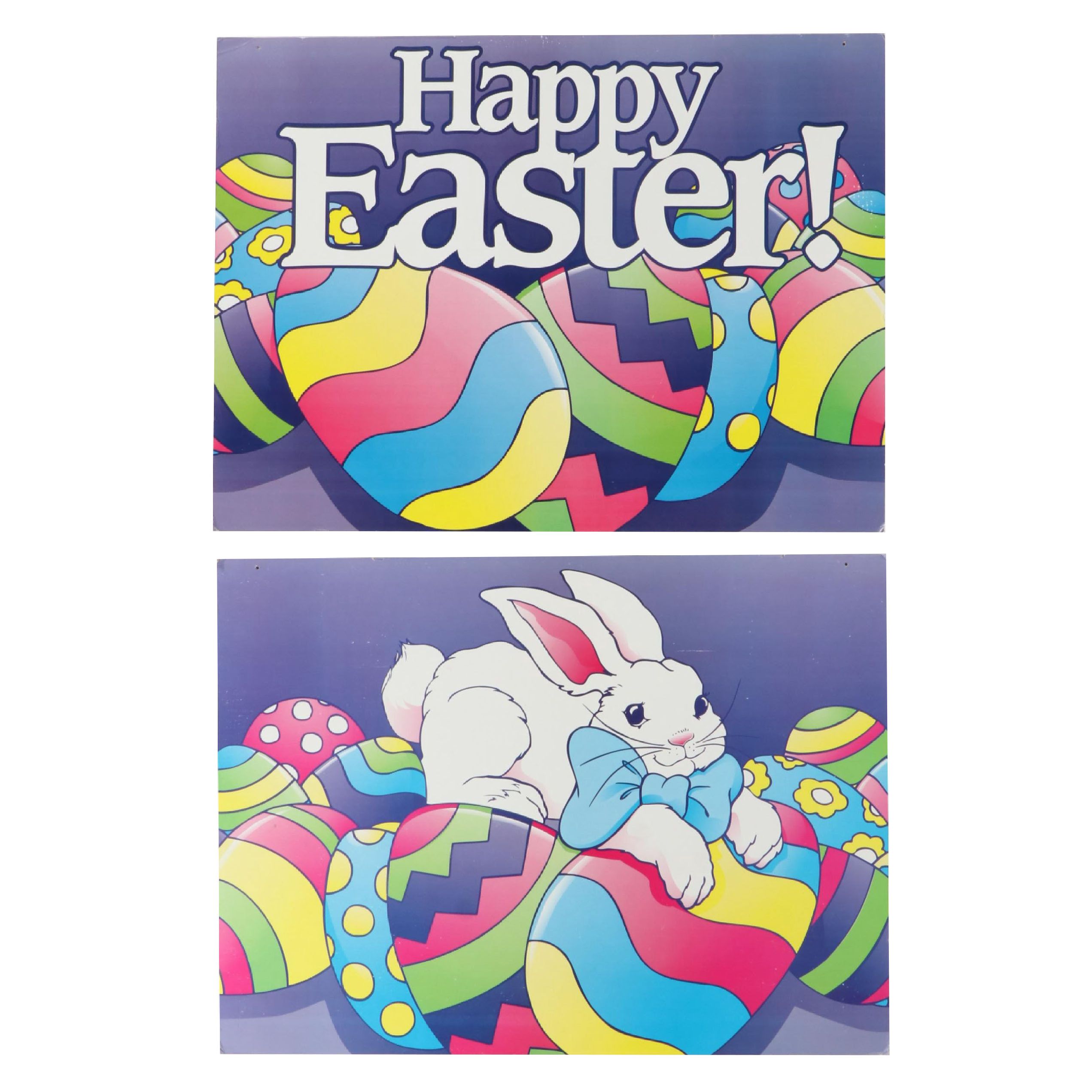Happy Easter and Bunny Hanging Vintage Posters
