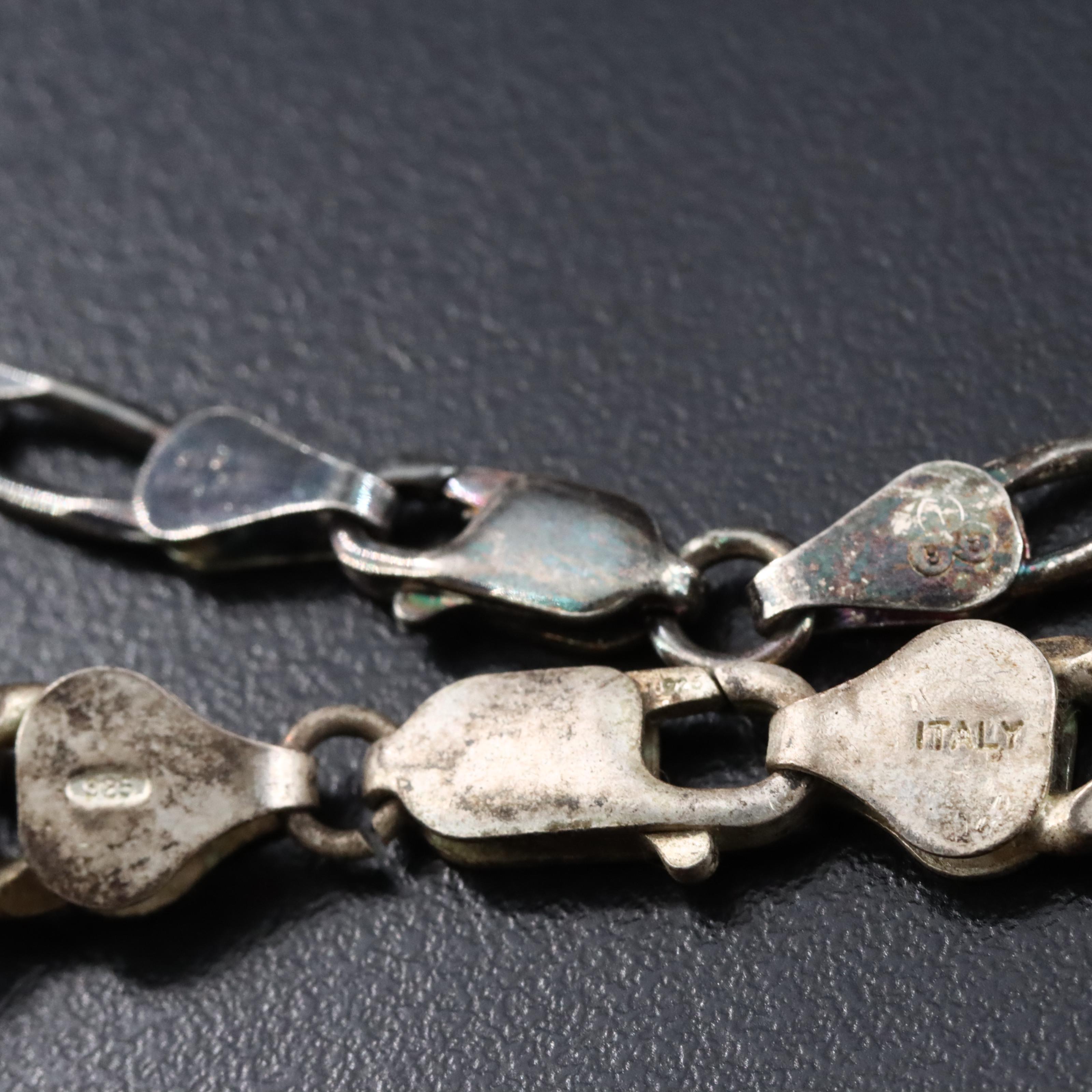 Sterling Figaro Chain Necklaces