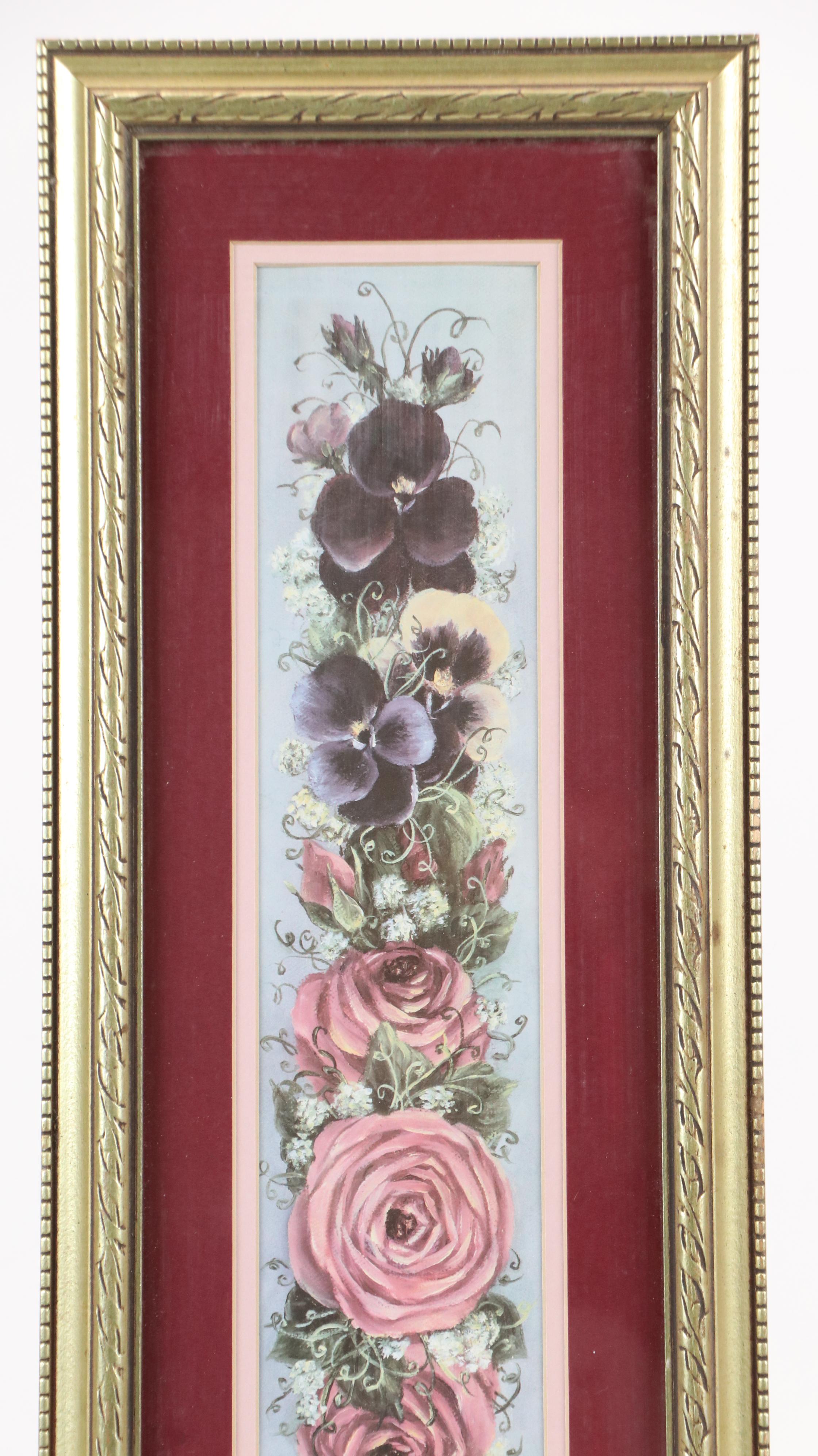 Glynda Turley Offset Lithograph of Pansies and Roses, Late 20th Century