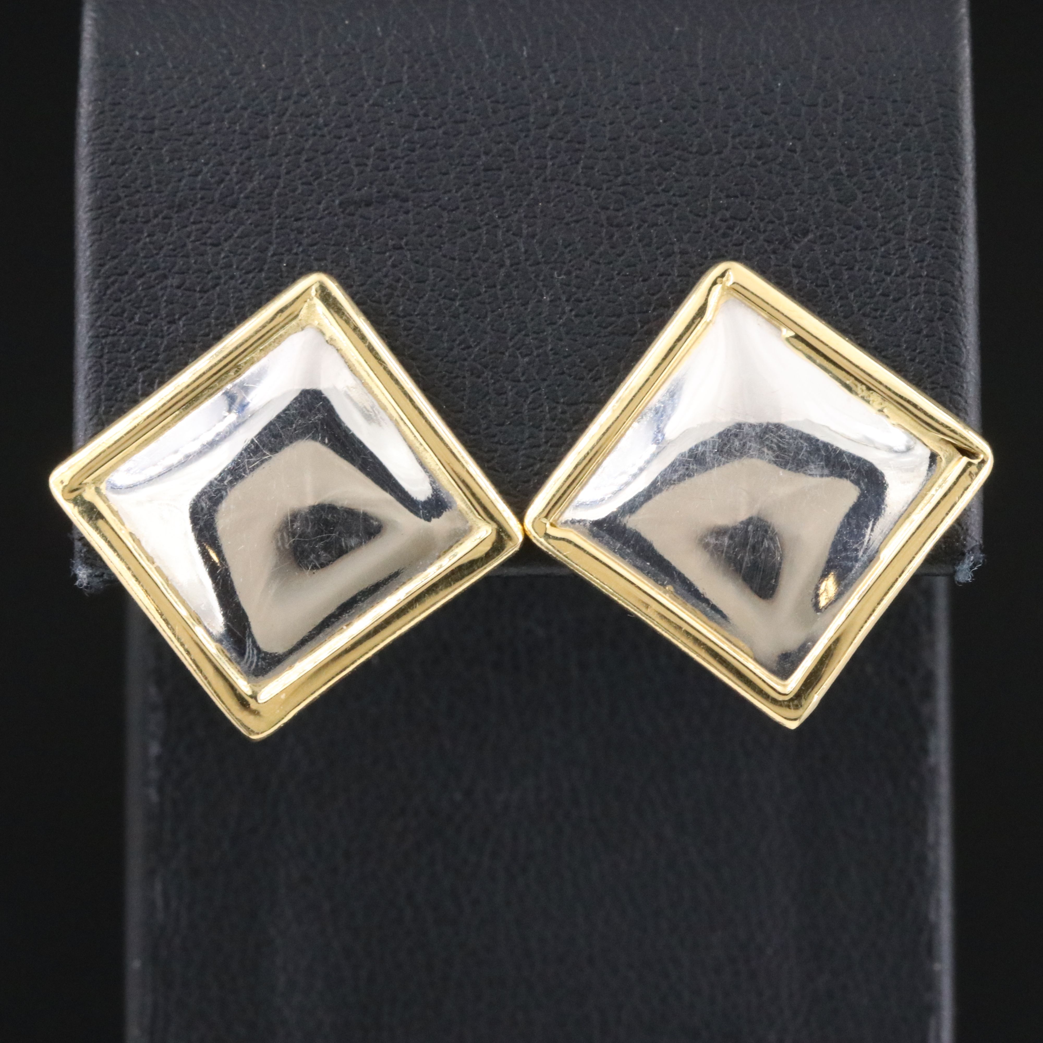 Italian 18K and Platinum Square Earrings