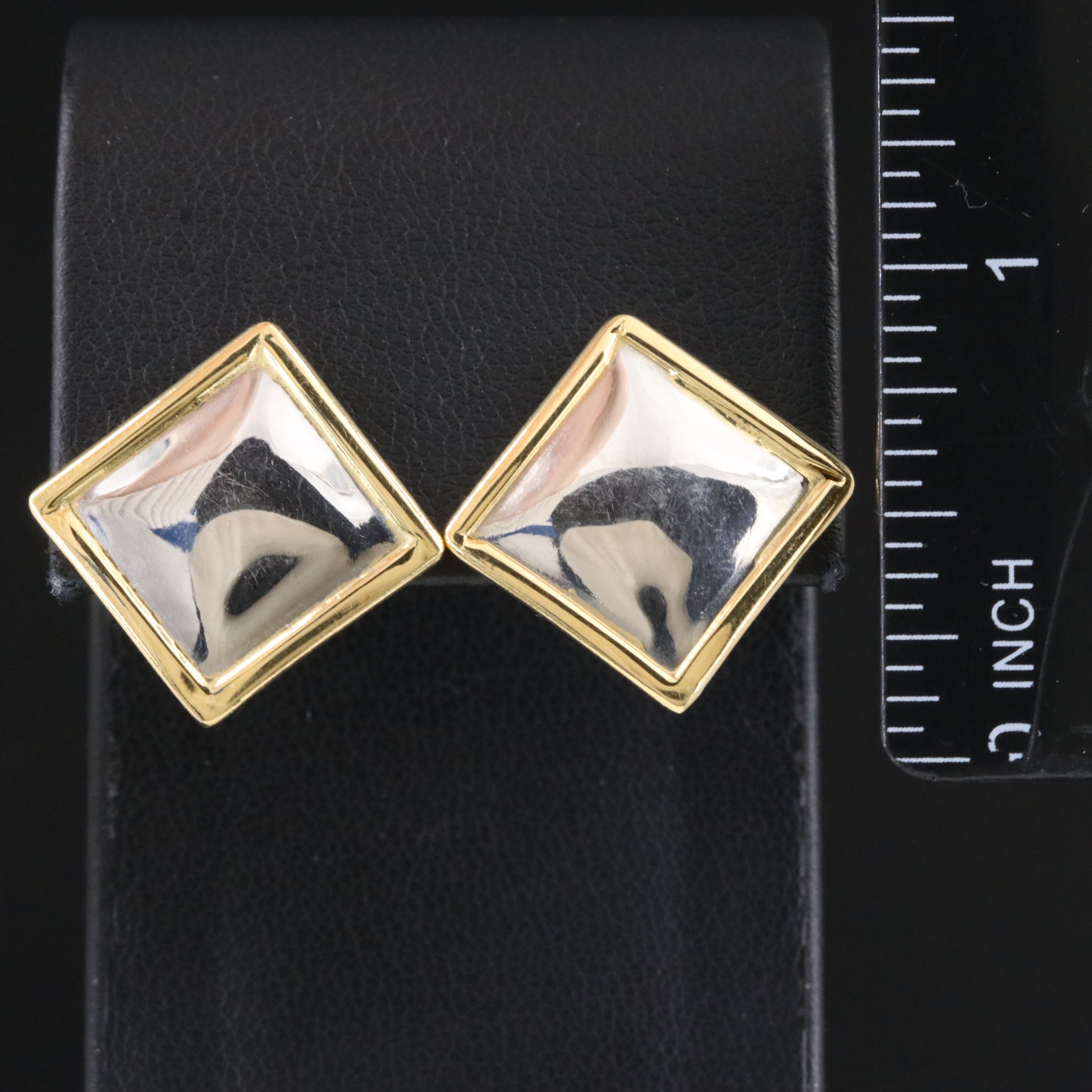 Italian 18K and Platinum Square Earrings