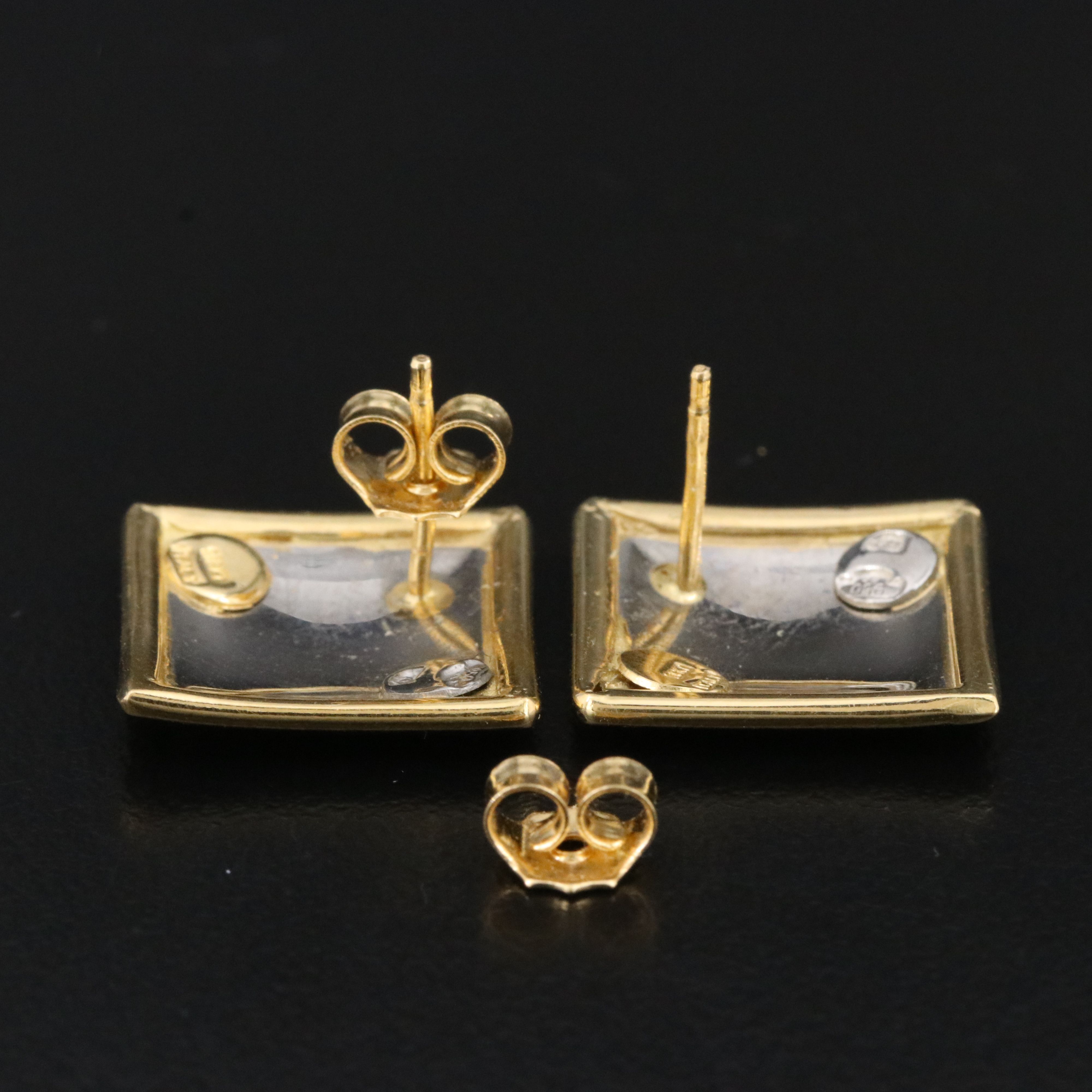 Italian 18K and Platinum Square Earrings