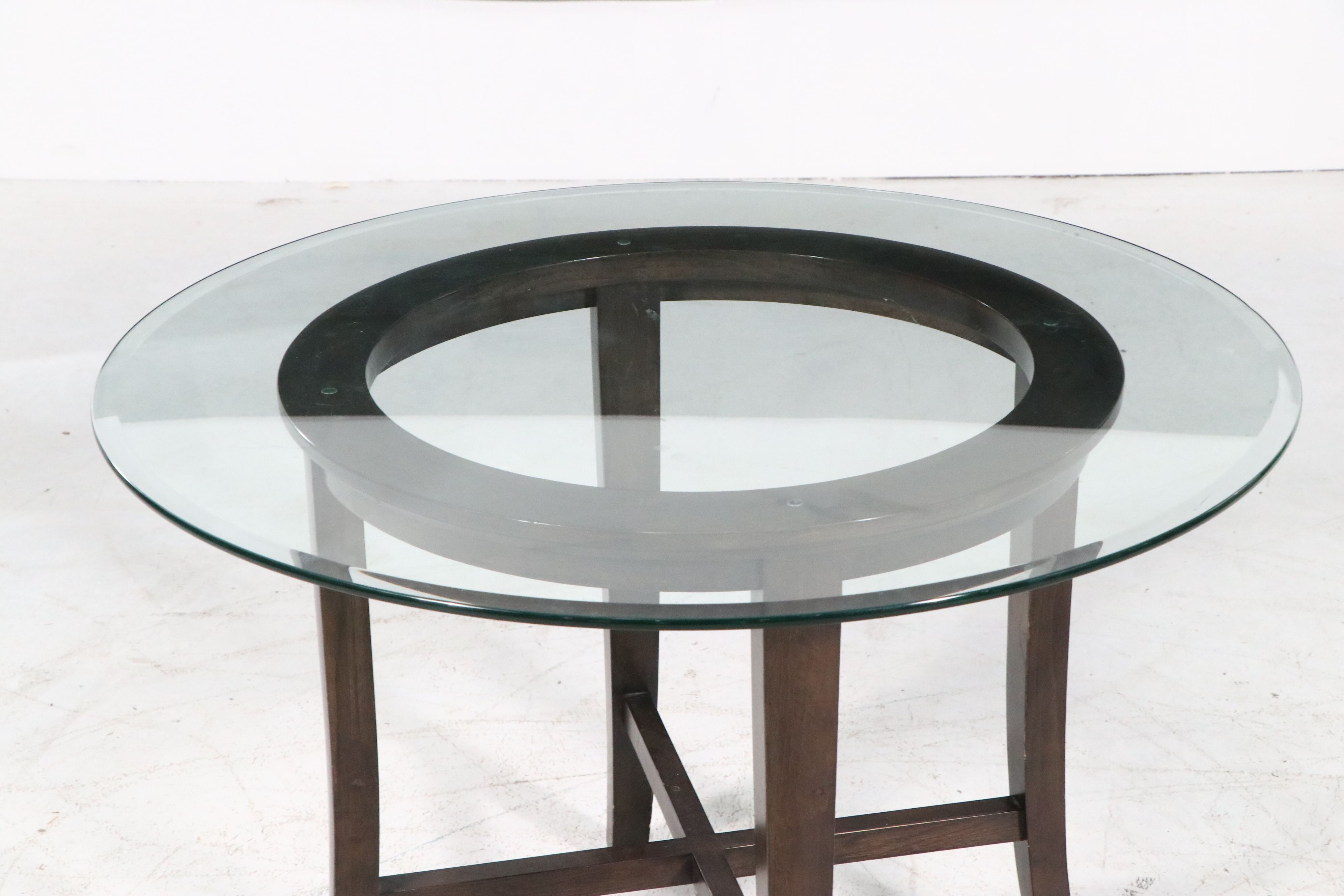 Five-Piece Dining Set with Glass Top Table and Art Nouveau Style Bistro Chairs