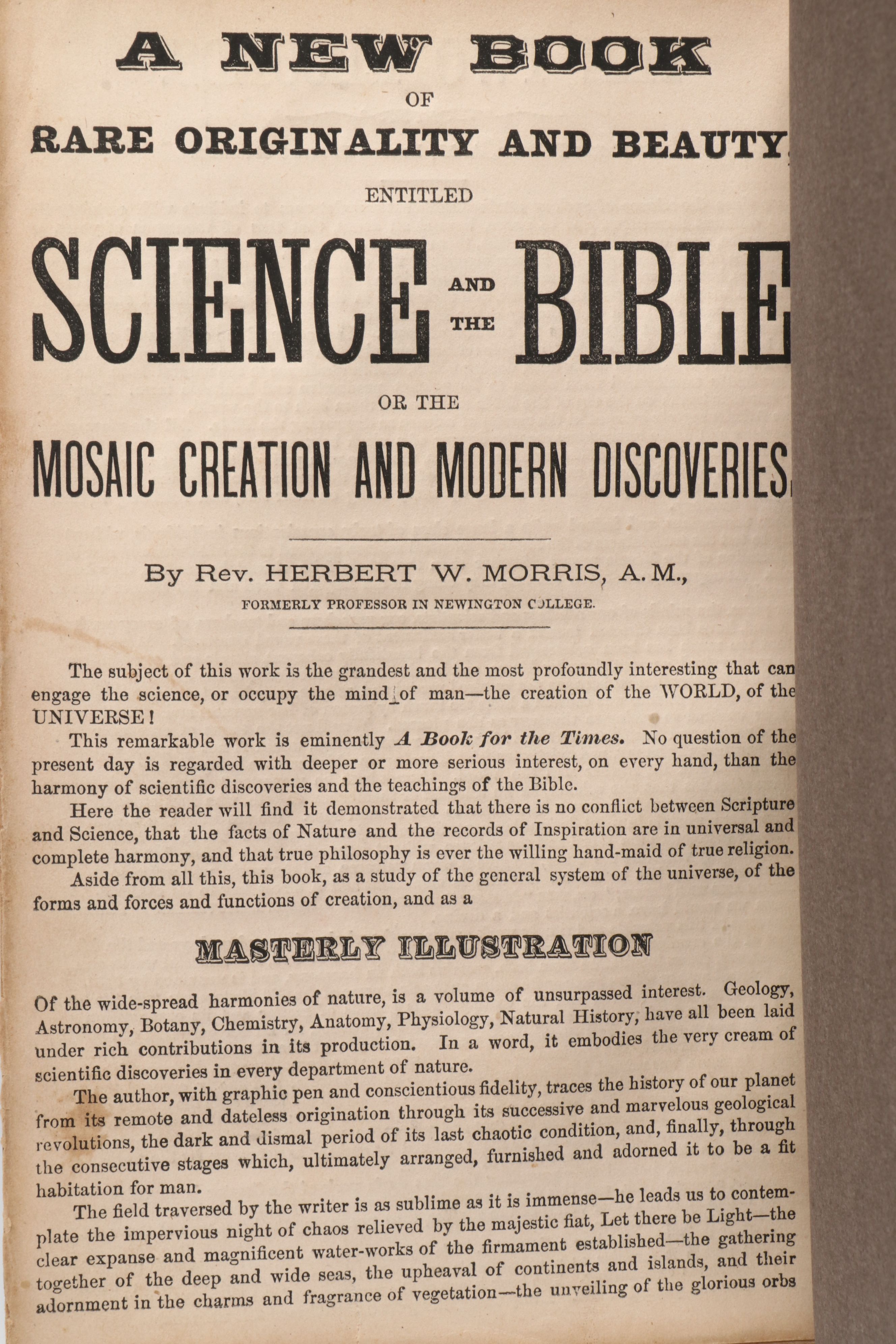 Illustrated "Science and the Bible" by Herbert W. Morris, Late 19th Century