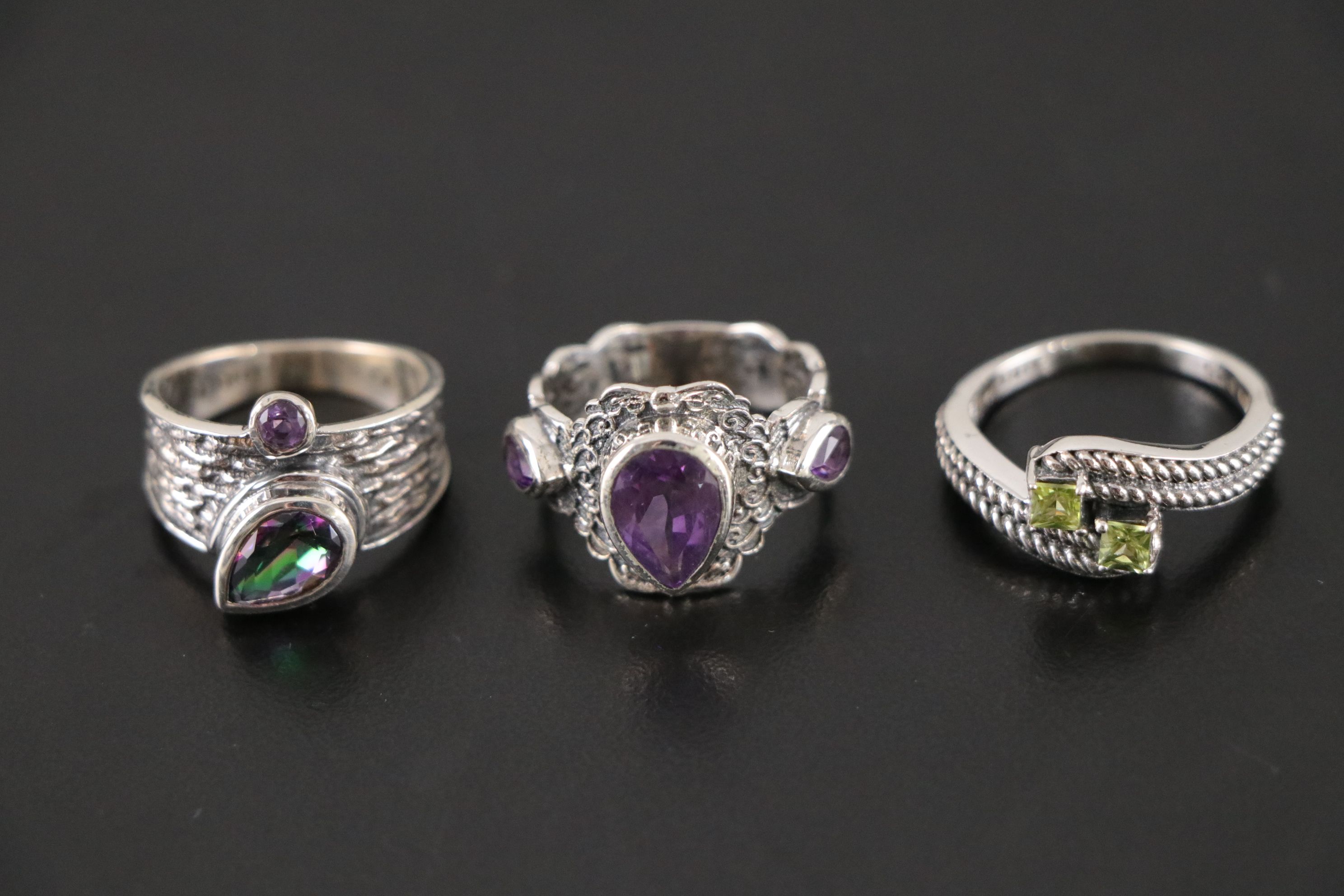 14 Assorted Sterling Silver Rings, Necklaces and Earrings