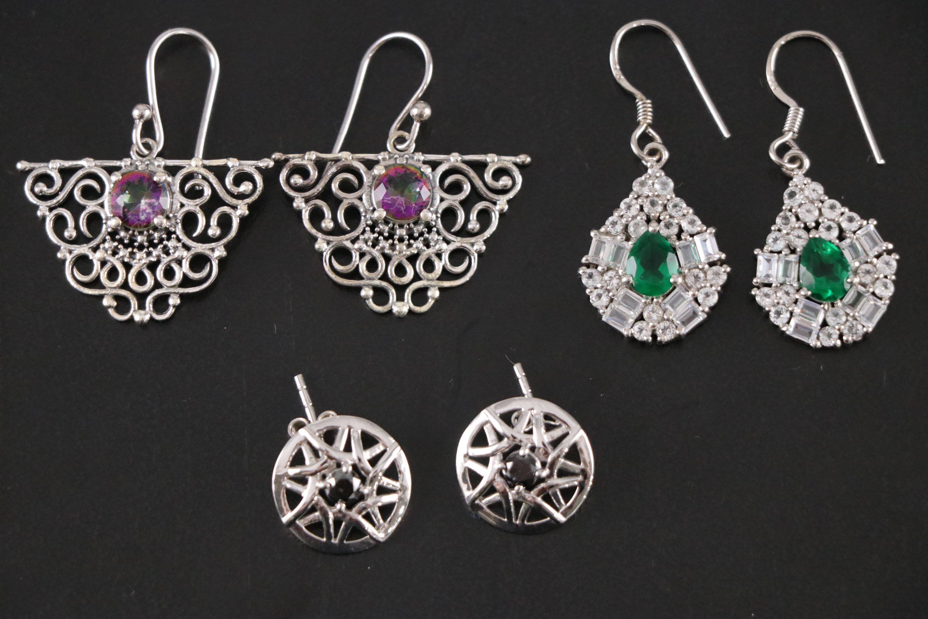 14 Assorted Sterling Silver Rings, Necklaces and Earrings