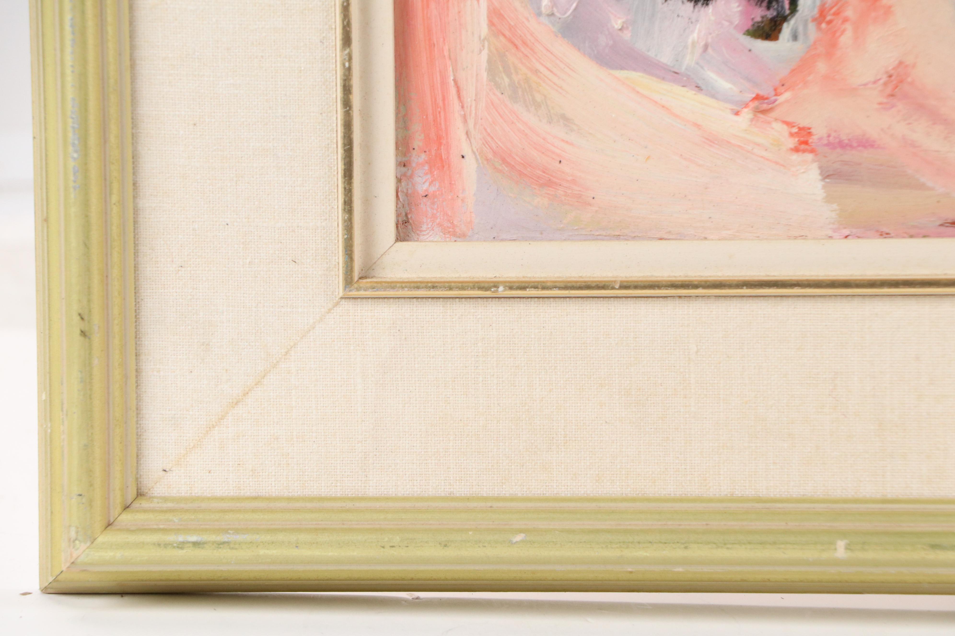 Black and Red Abstract Oil Painting, Mid-20th Century