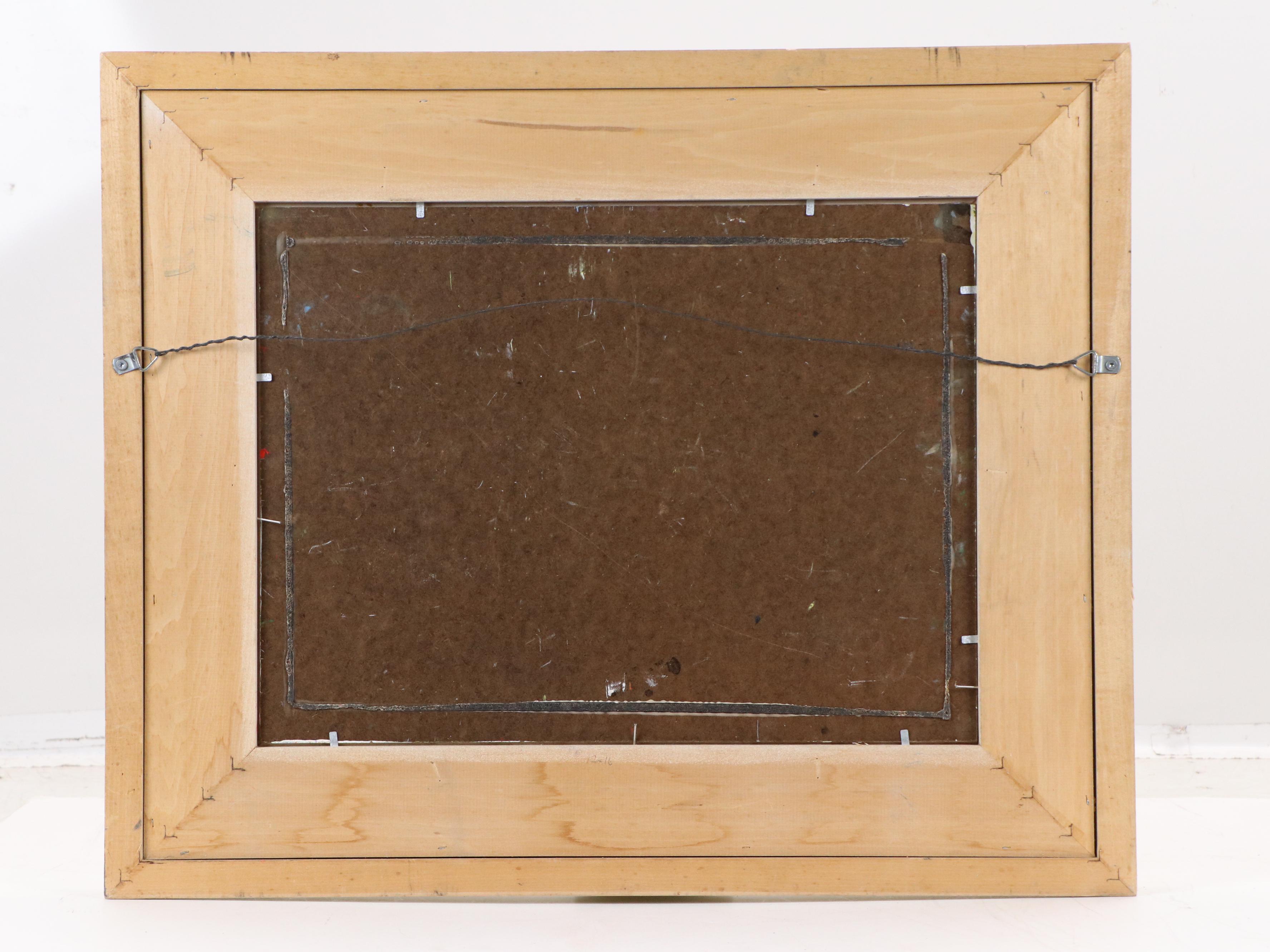 Black and Red Abstract Oil Painting, Mid-20th Century