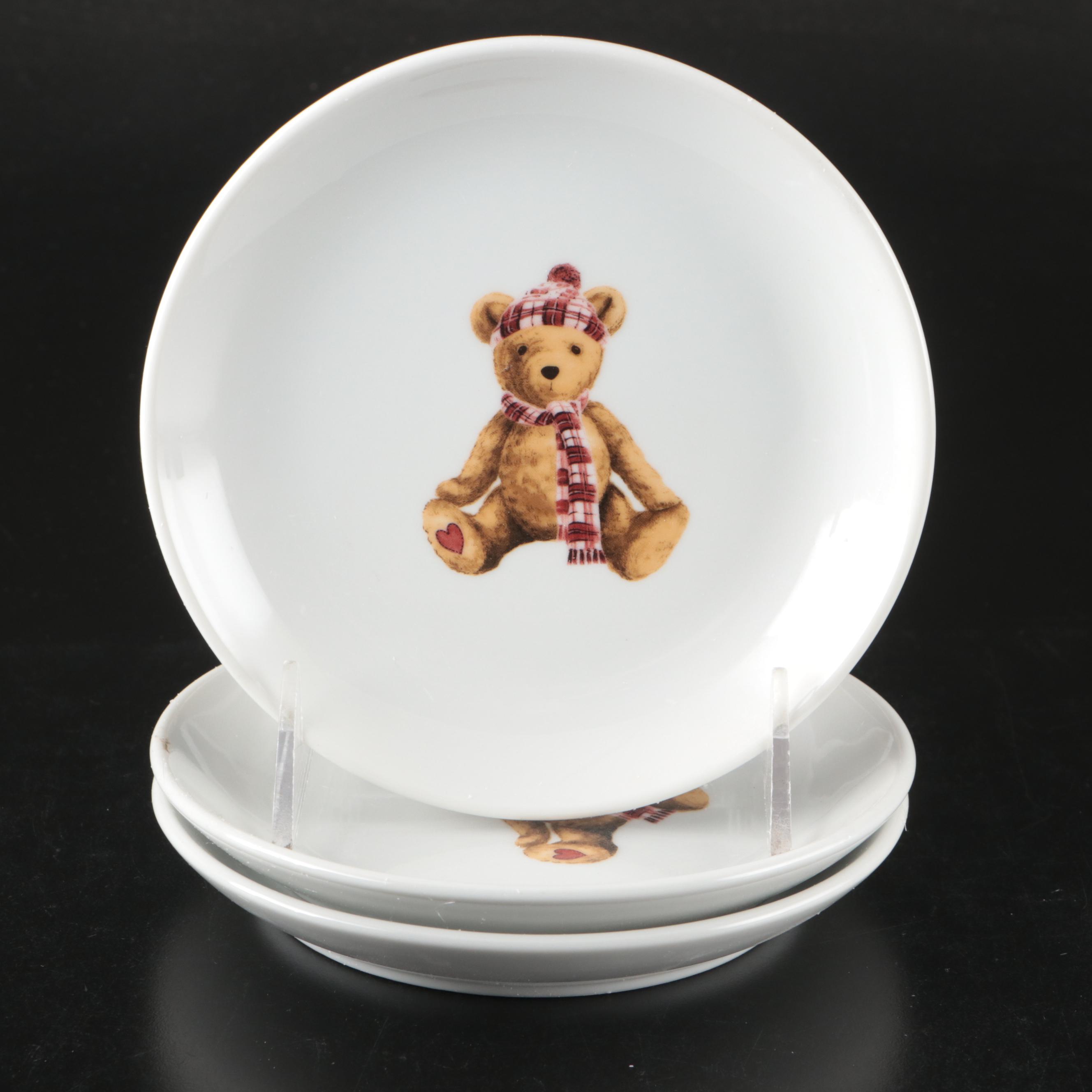 Pottery Barn Teddy Bear Ceramic Cookie Plate and Mug Set with Gift Boxes