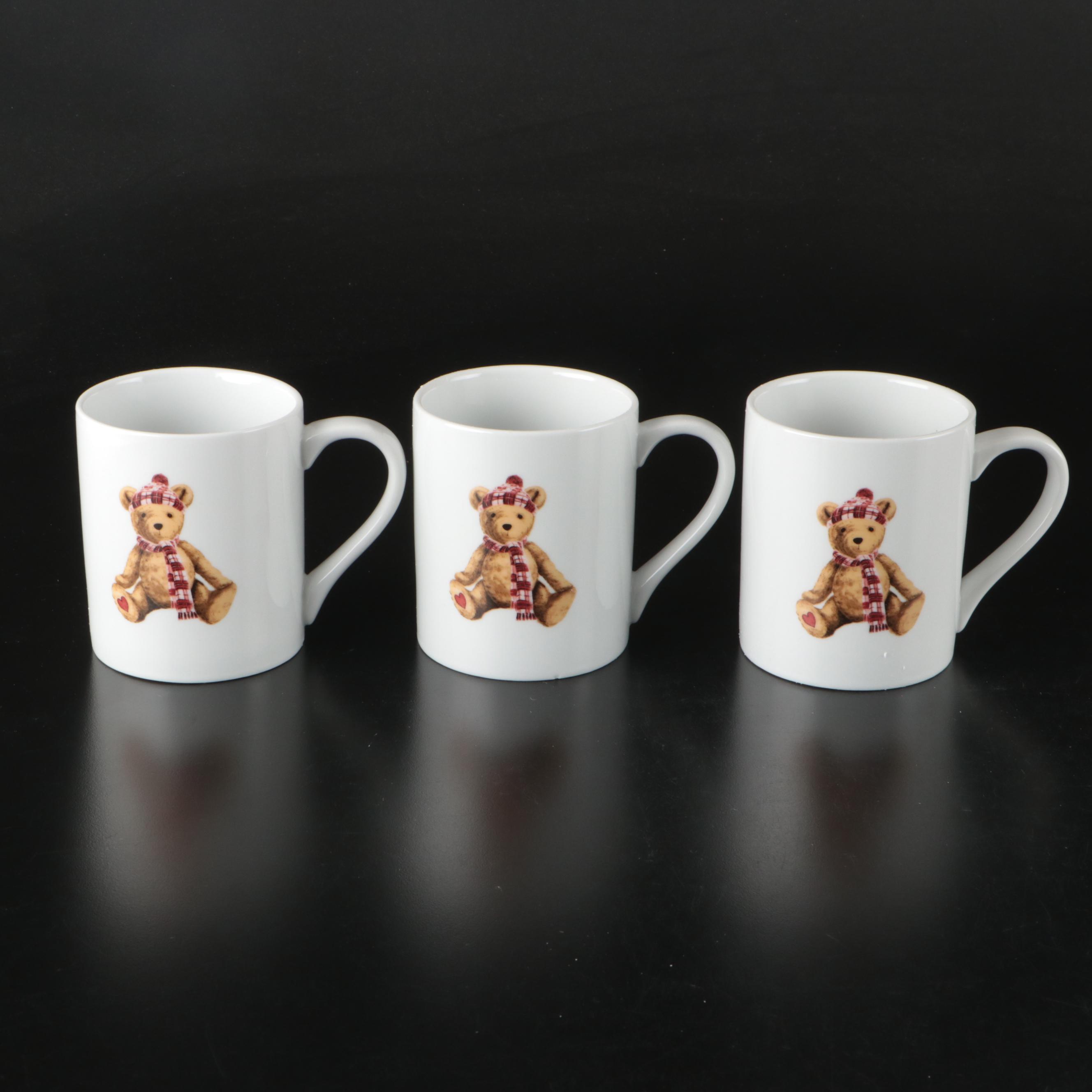 Pottery Barn Teddy Bear Ceramic Cookie Plate and Mug Set with Gift Boxes