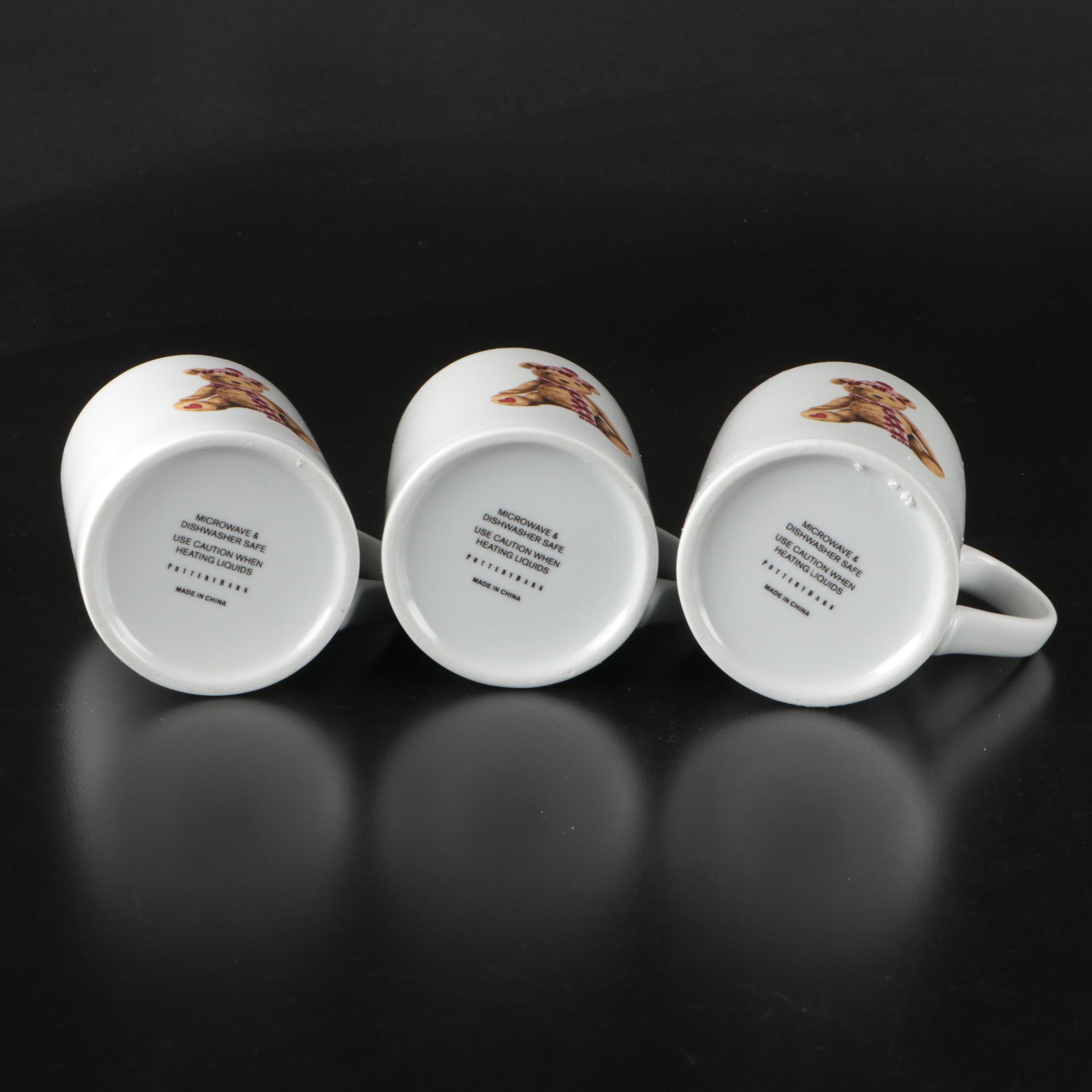 Pottery Barn Teddy Bear Ceramic Cookie Plate and Mug Set with Gift Boxes