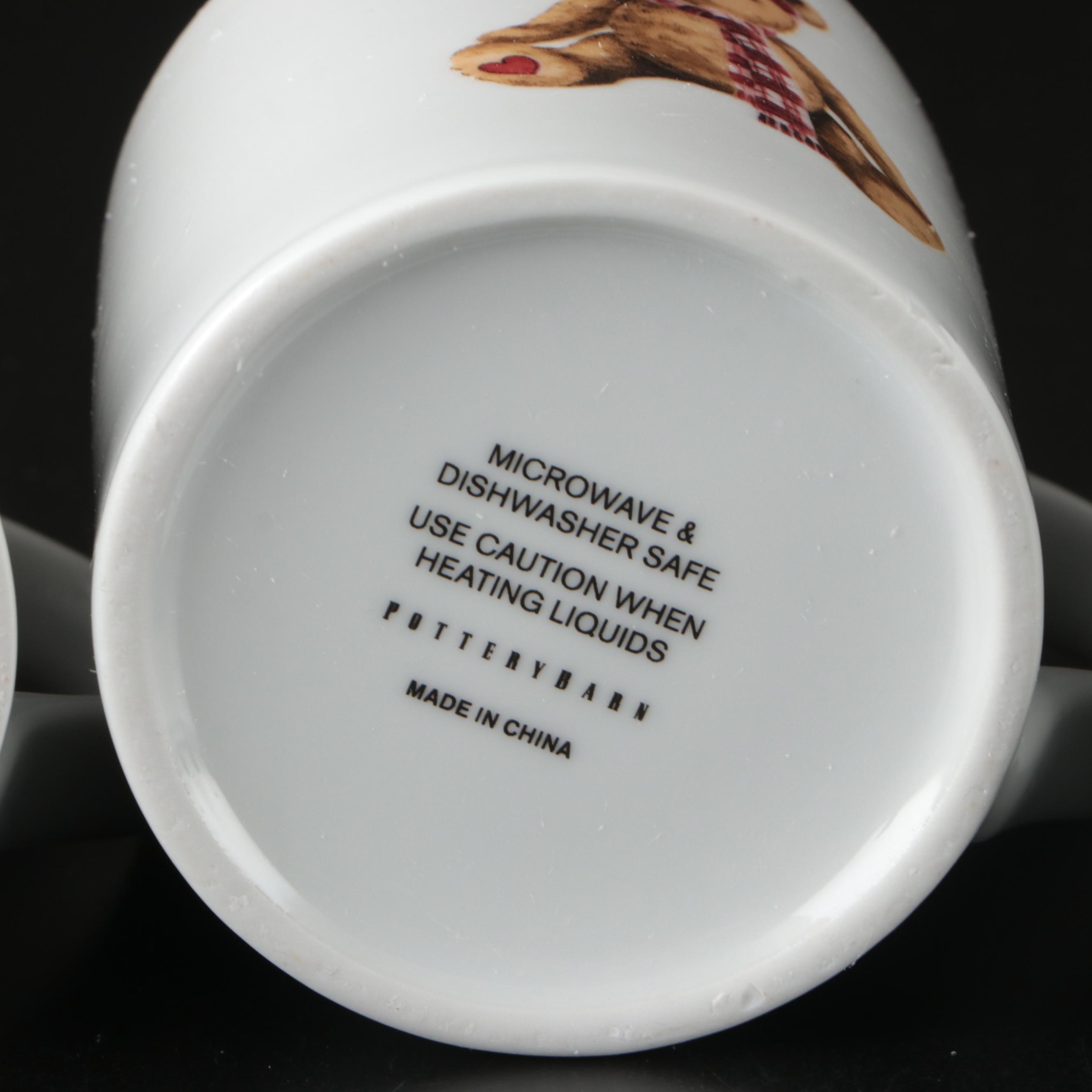 Pottery Barn Teddy Bear Ceramic Cookie Plate and Mug Set with Gift Boxes