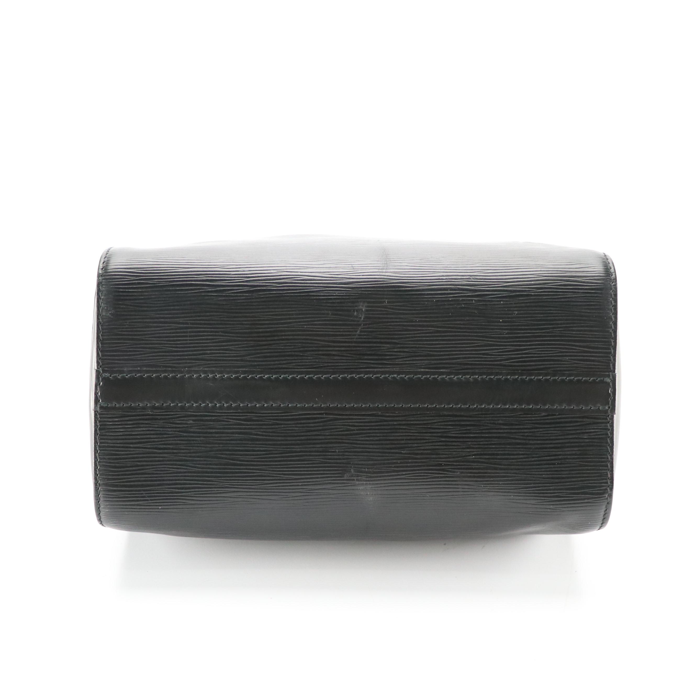 Louis Vuitton Speedy 25 Handbag in Black Epi and Smooth Leather