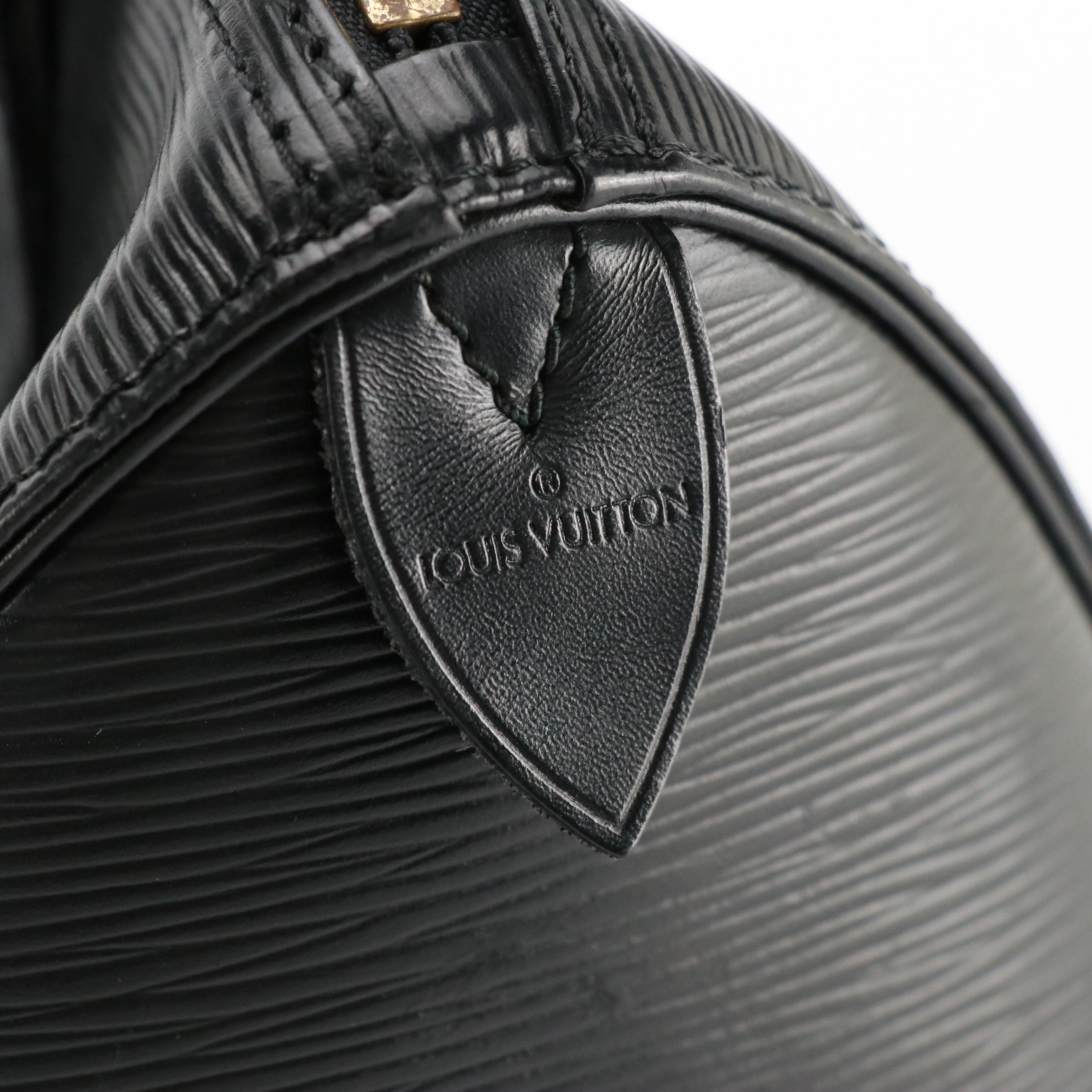 Louis Vuitton Speedy 25 Handbag in Black Epi and Smooth Leather