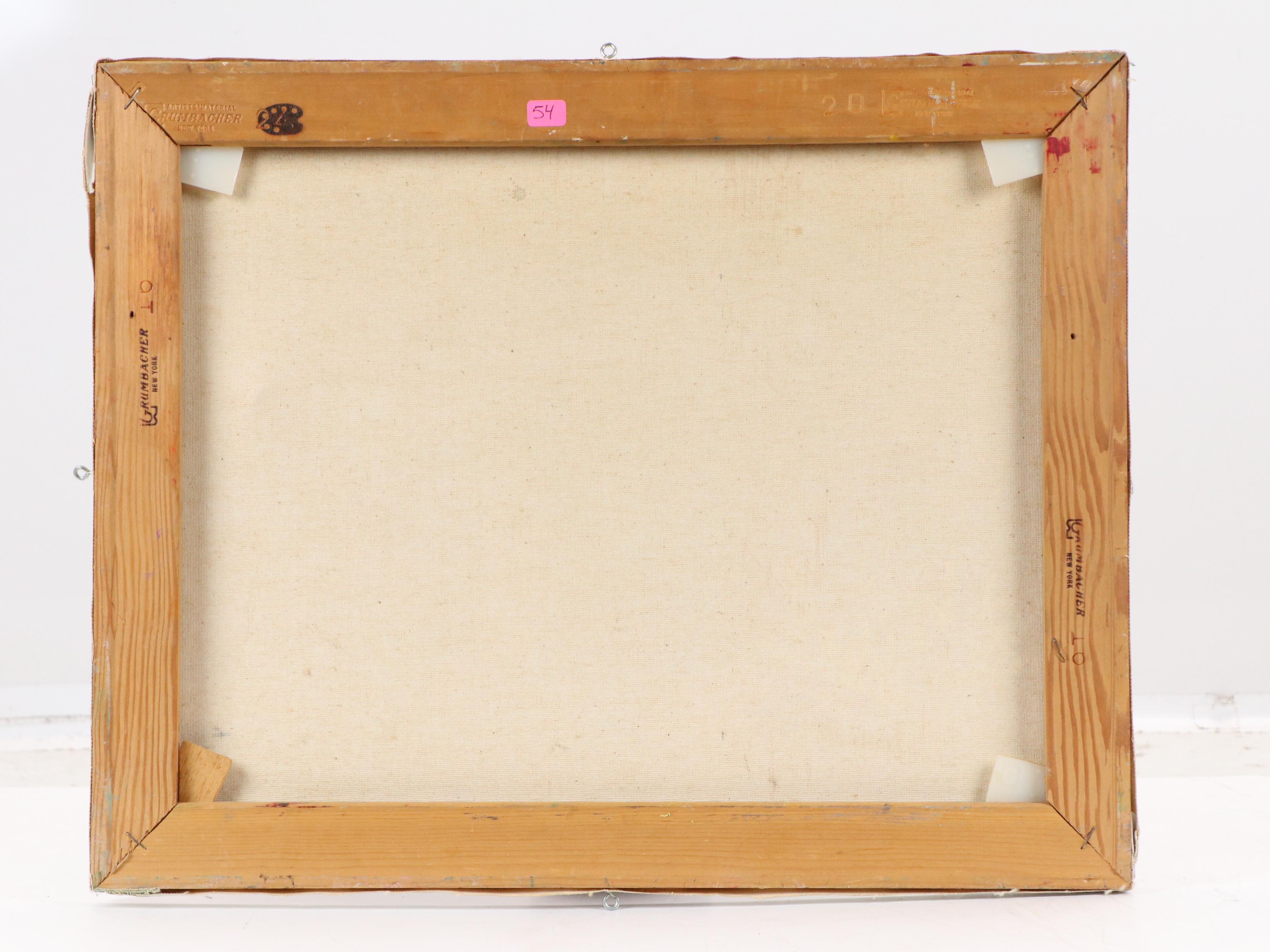 Frank J. Brenner Oil Painting of Woman at Train Station, Late 20th Century