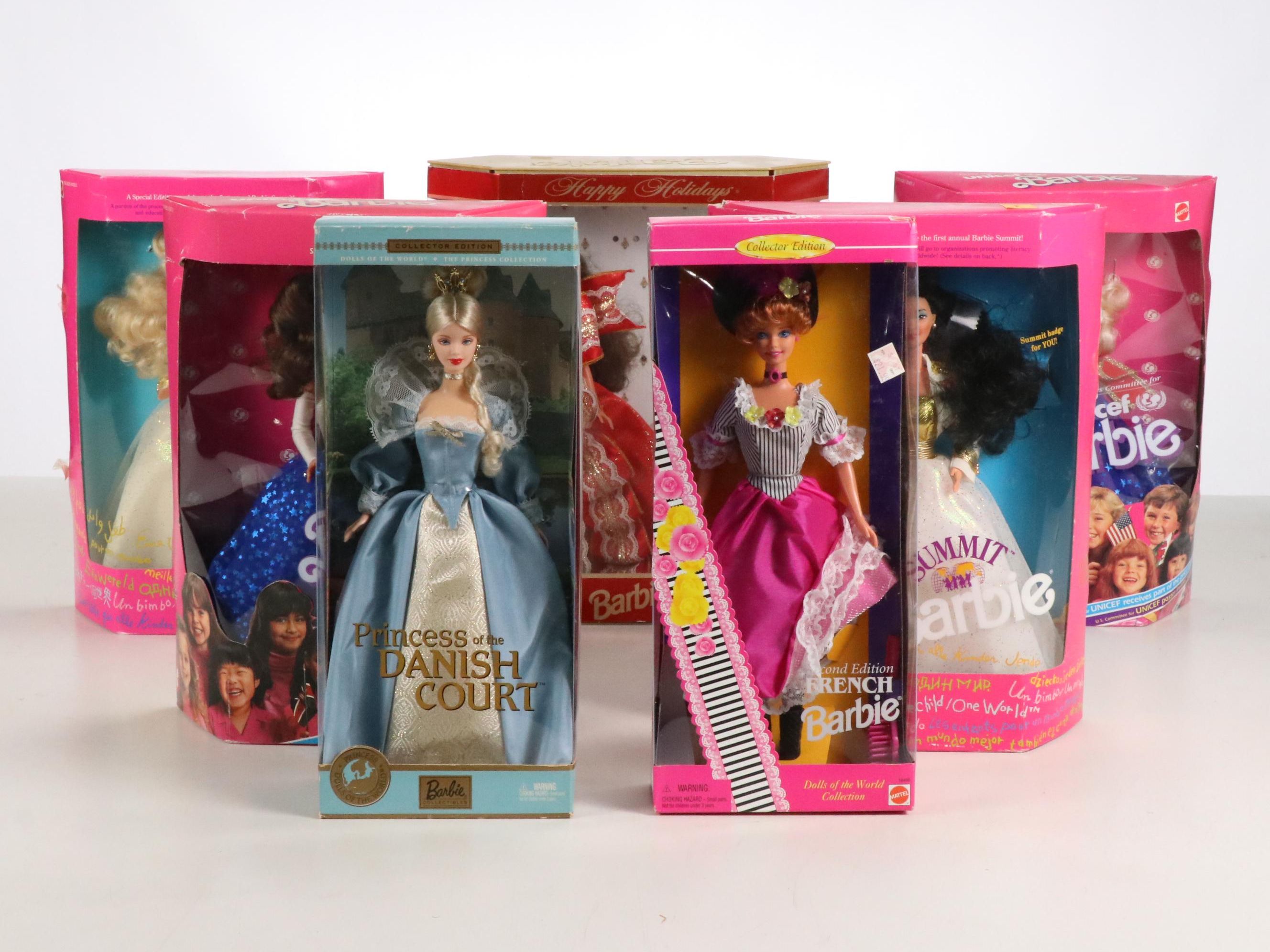 Barbie "Princess of the Danish Court", "Unicef" with More Barbie Dolls