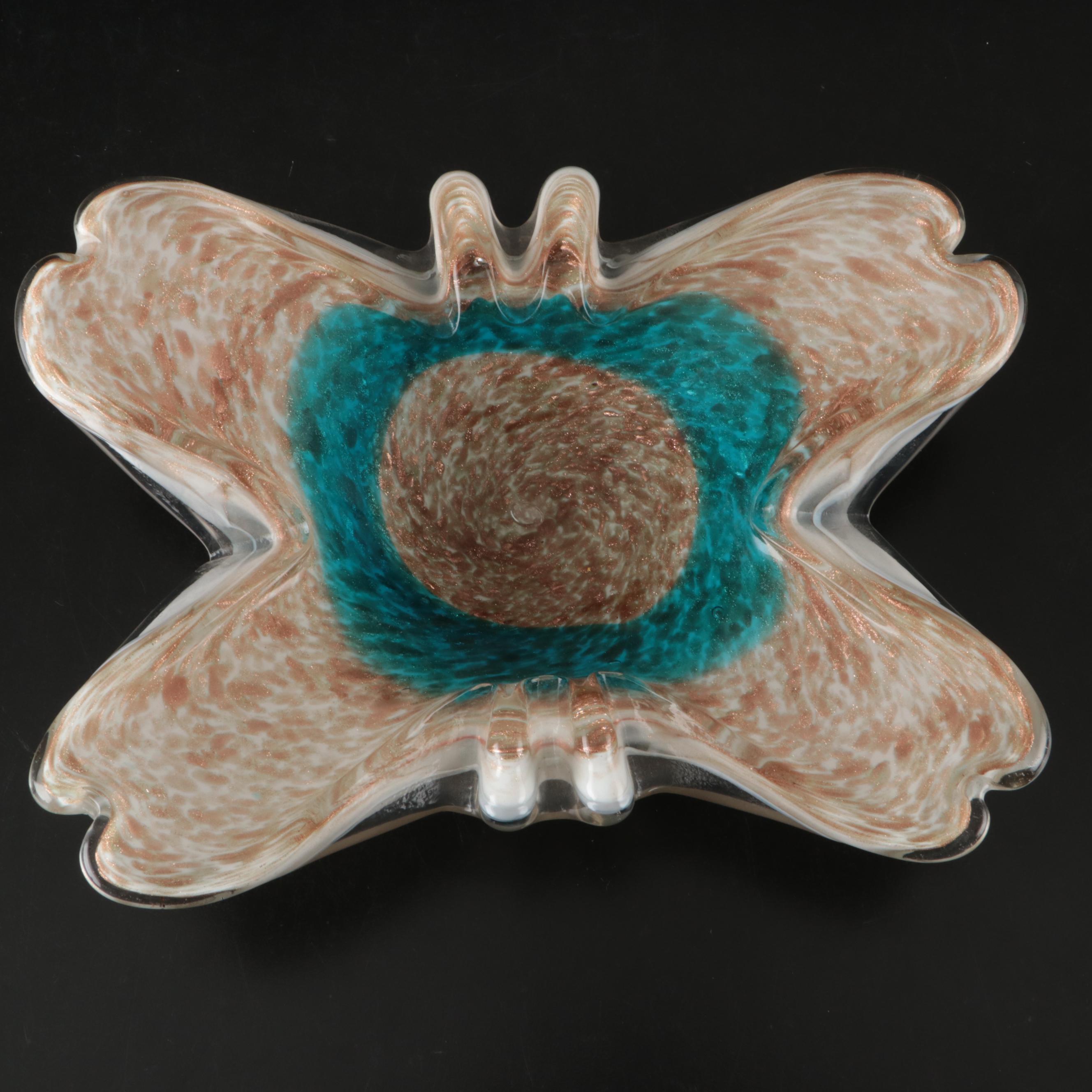 Murano Aventurine Sommerso Art Glass Decorative Bowls