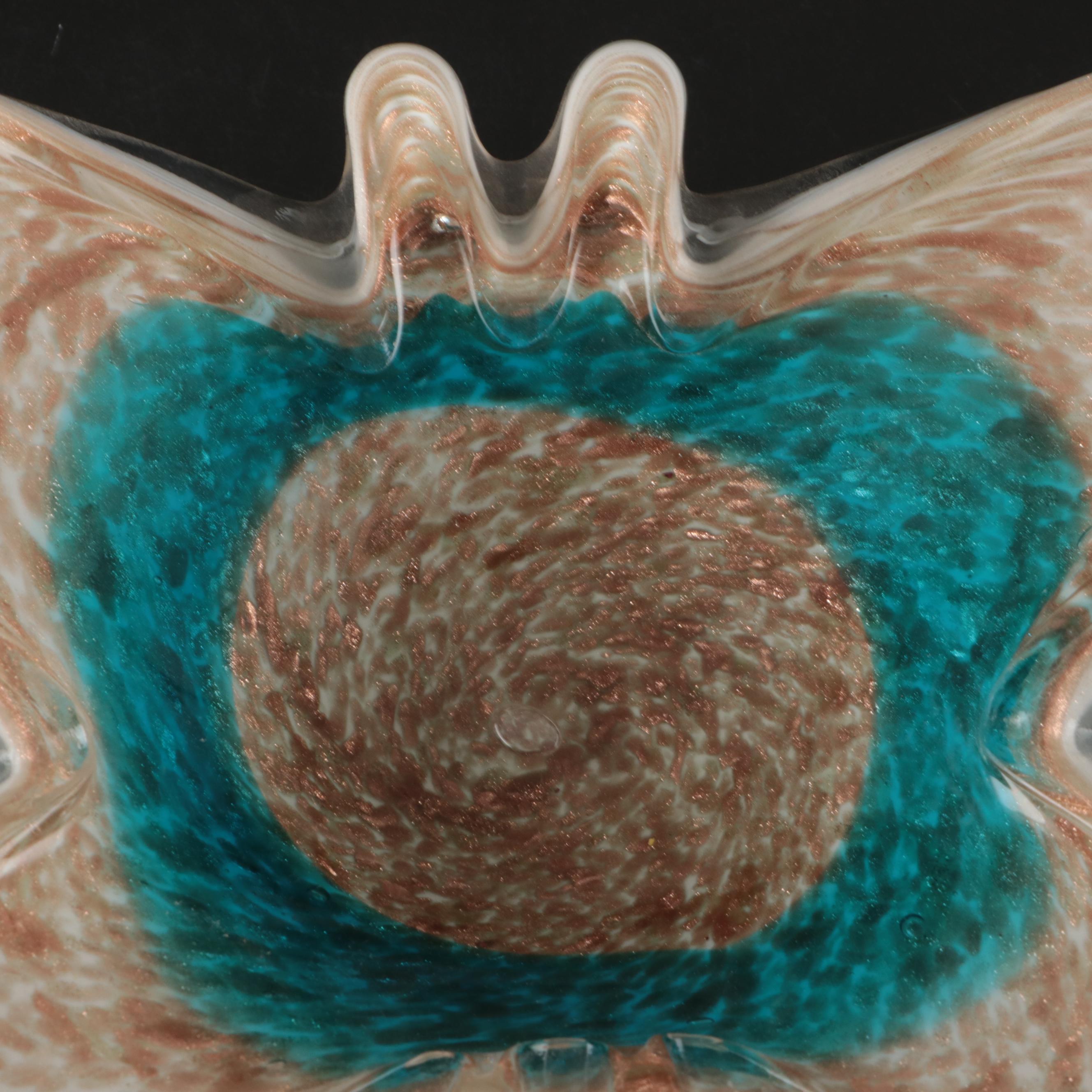 Murano Aventurine Sommerso Art Glass Decorative Bowls