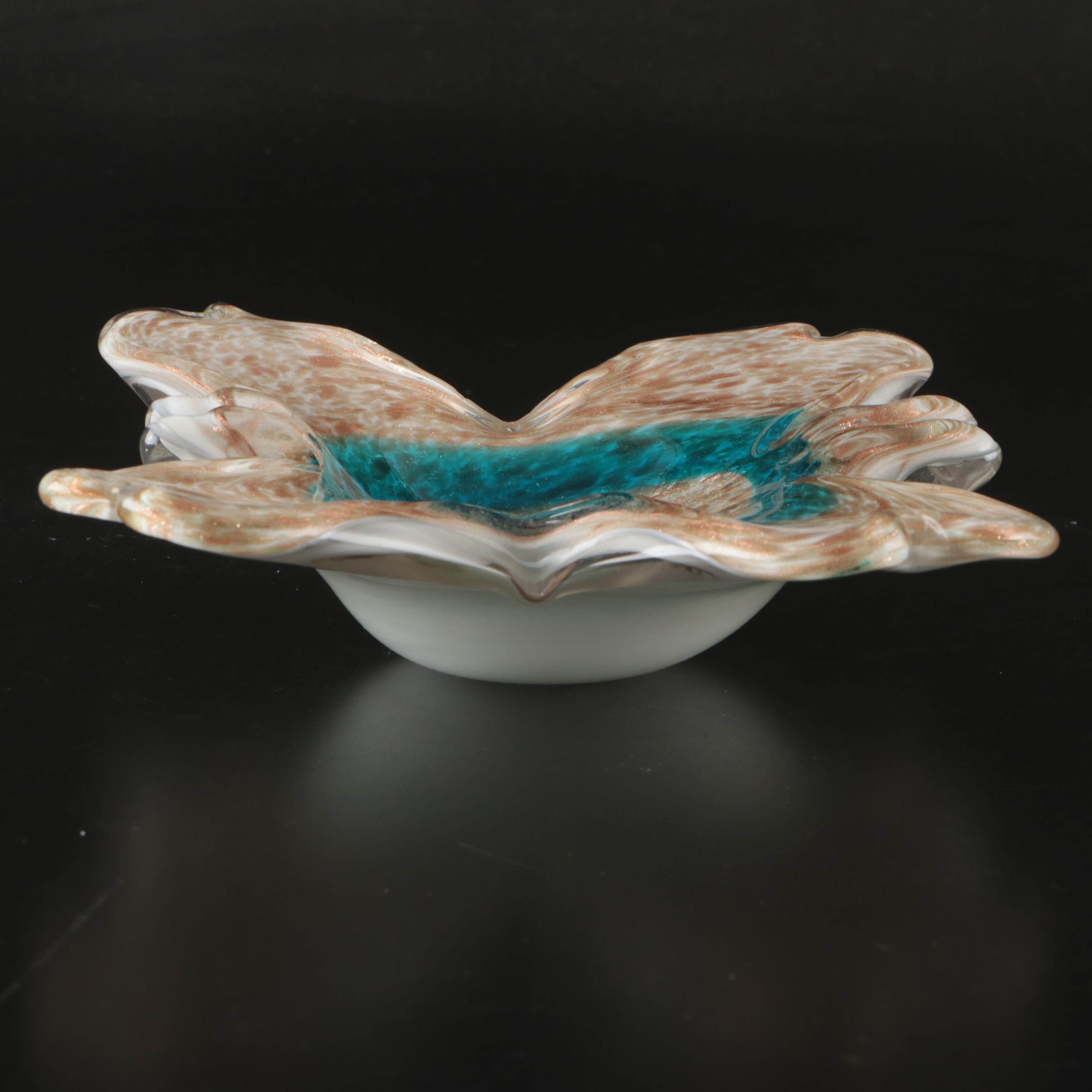 Murano Aventurine Sommerso Art Glass Decorative Bowls