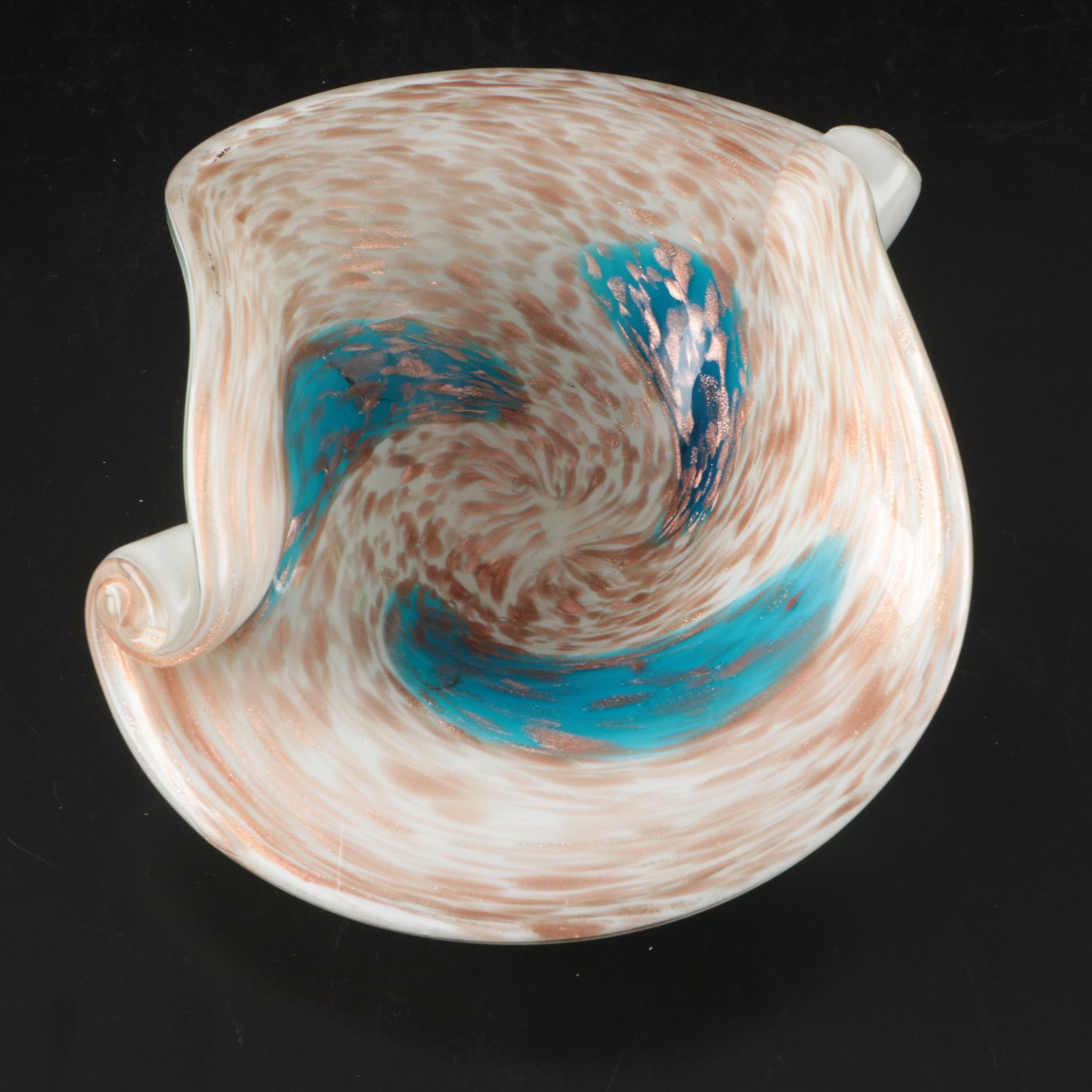 Murano Aventurine Sommerso Art Glass Decorative Bowls