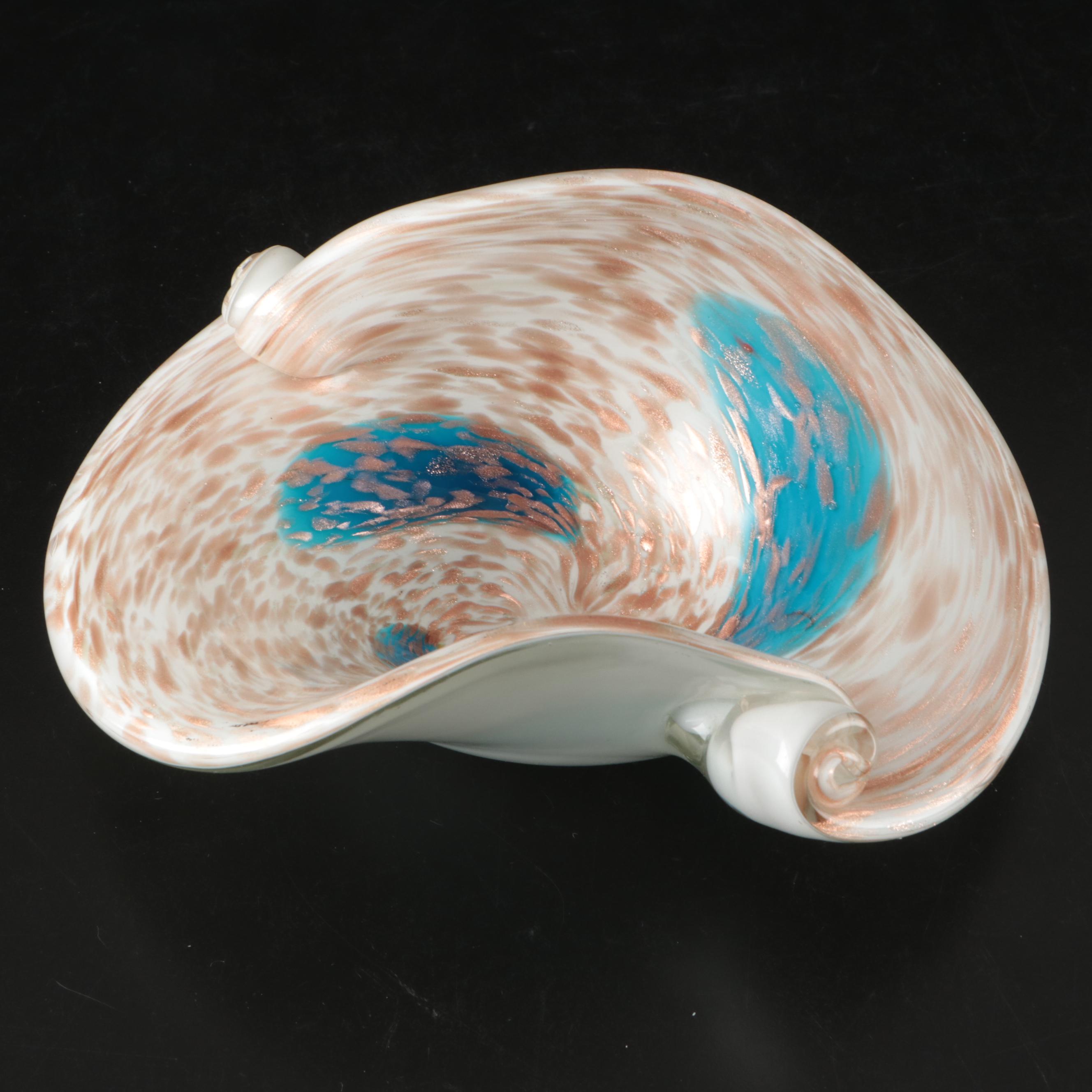 Murano Aventurine Sommerso Art Glass Decorative Bowls