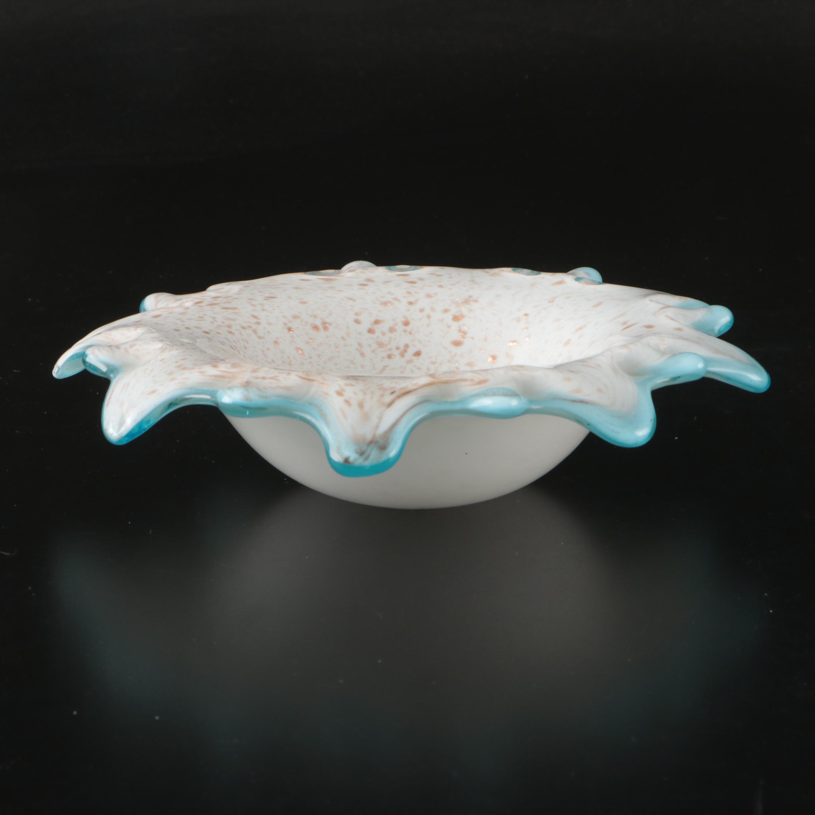 Murano Aventurine Sommerso Art Glass Decorative Bowls