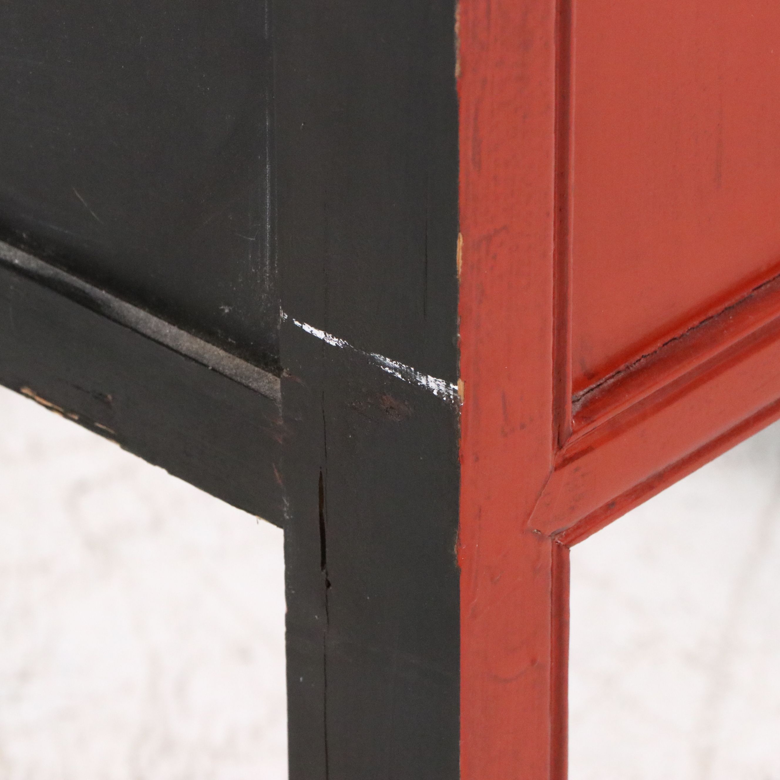 Chinese Brass Mounted Red Lacquered Cabinet