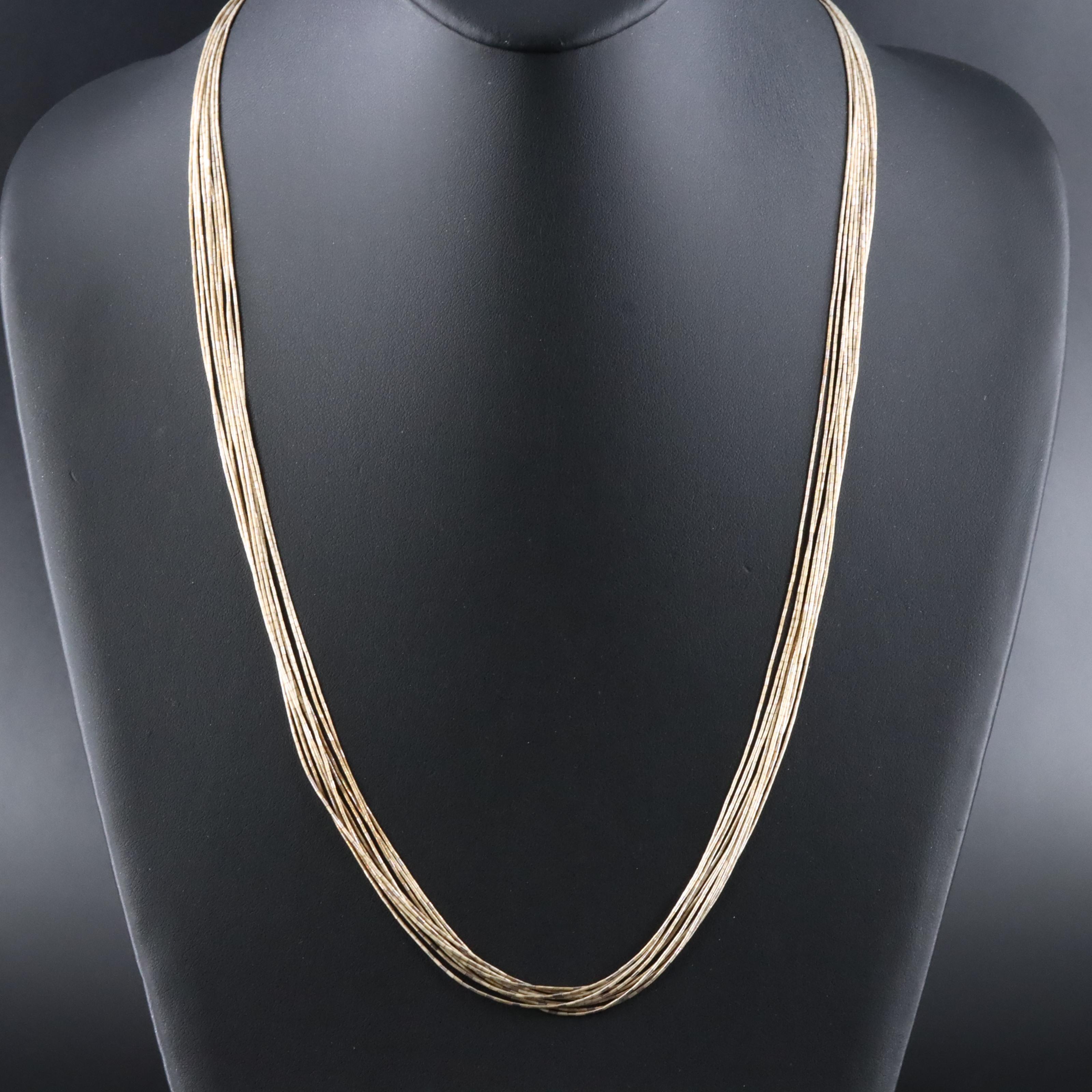 Sterling Ten-Strand Liquid Silver Necklace