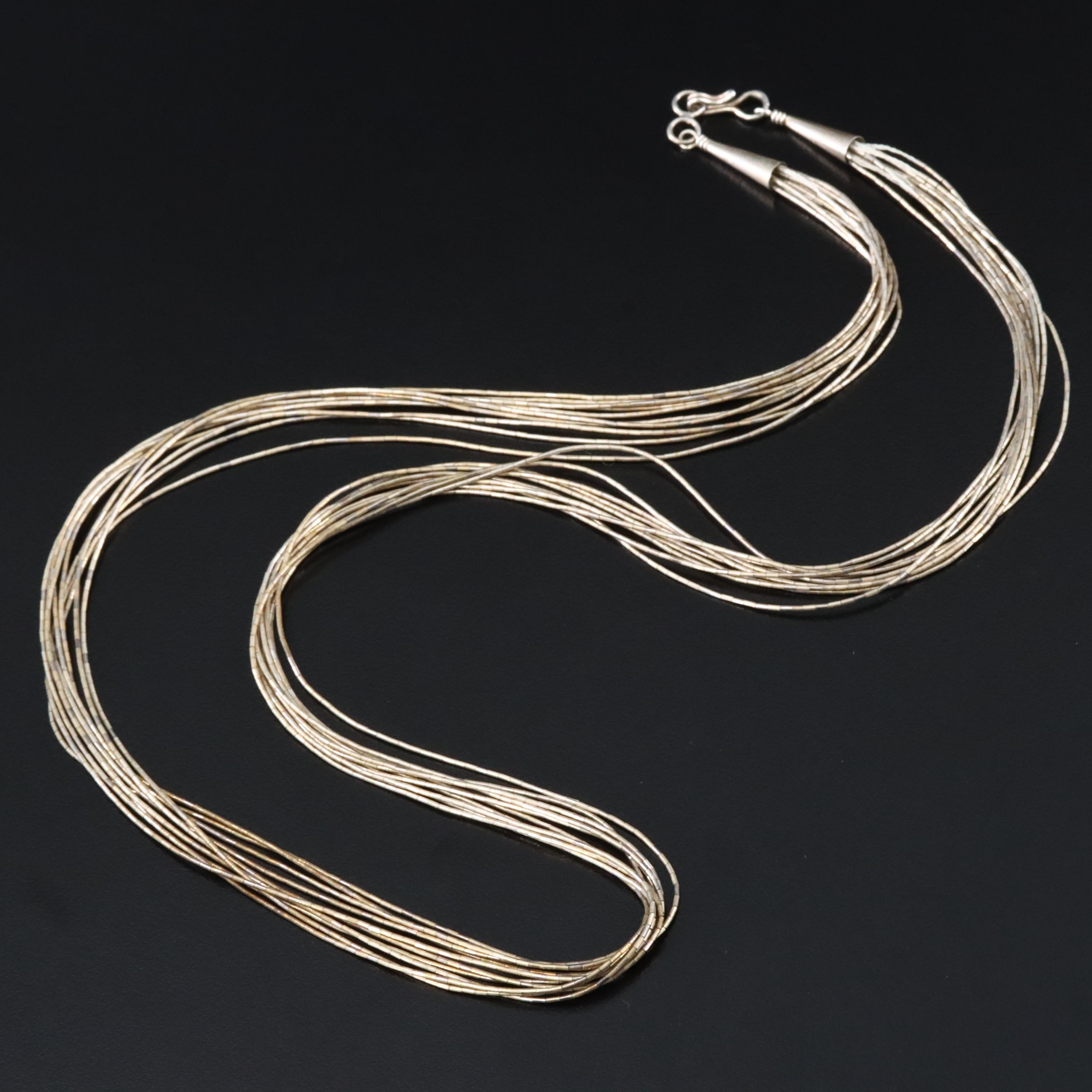 Sterling Ten-Strand Liquid Silver Necklace