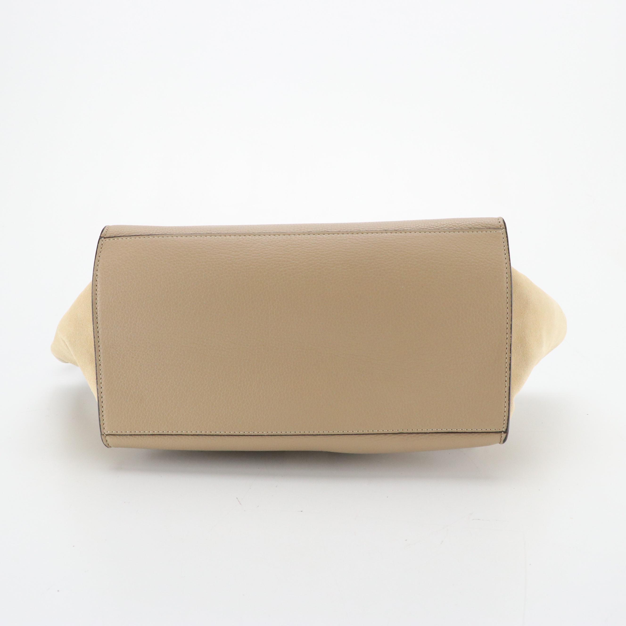Céline Medium Trapeze Two-Way Bag in a Beige Calfskin Leather and Suede