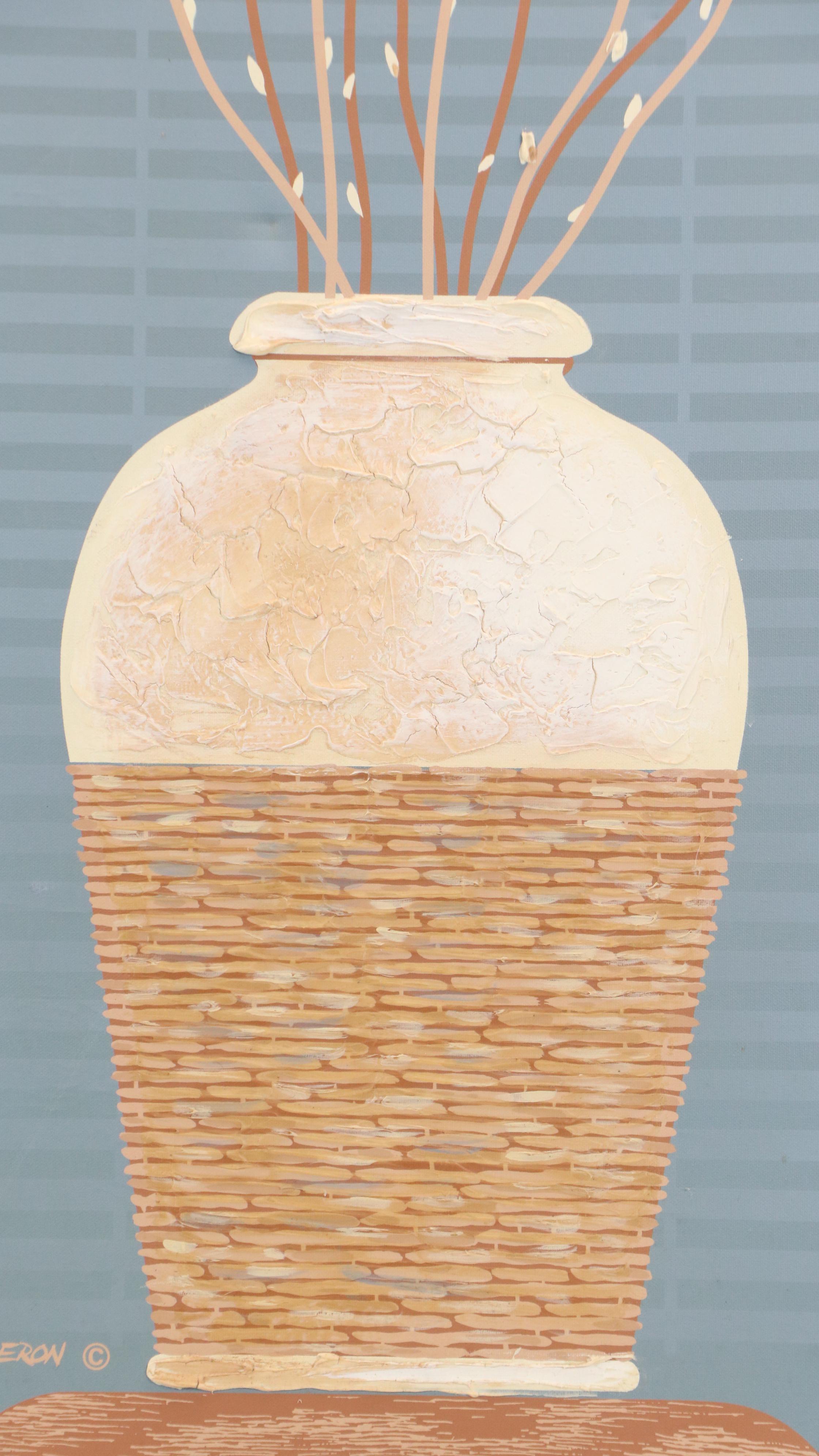 Embellished Giclée Diptychs of Vases with Branches, Mid to Late 20th Century