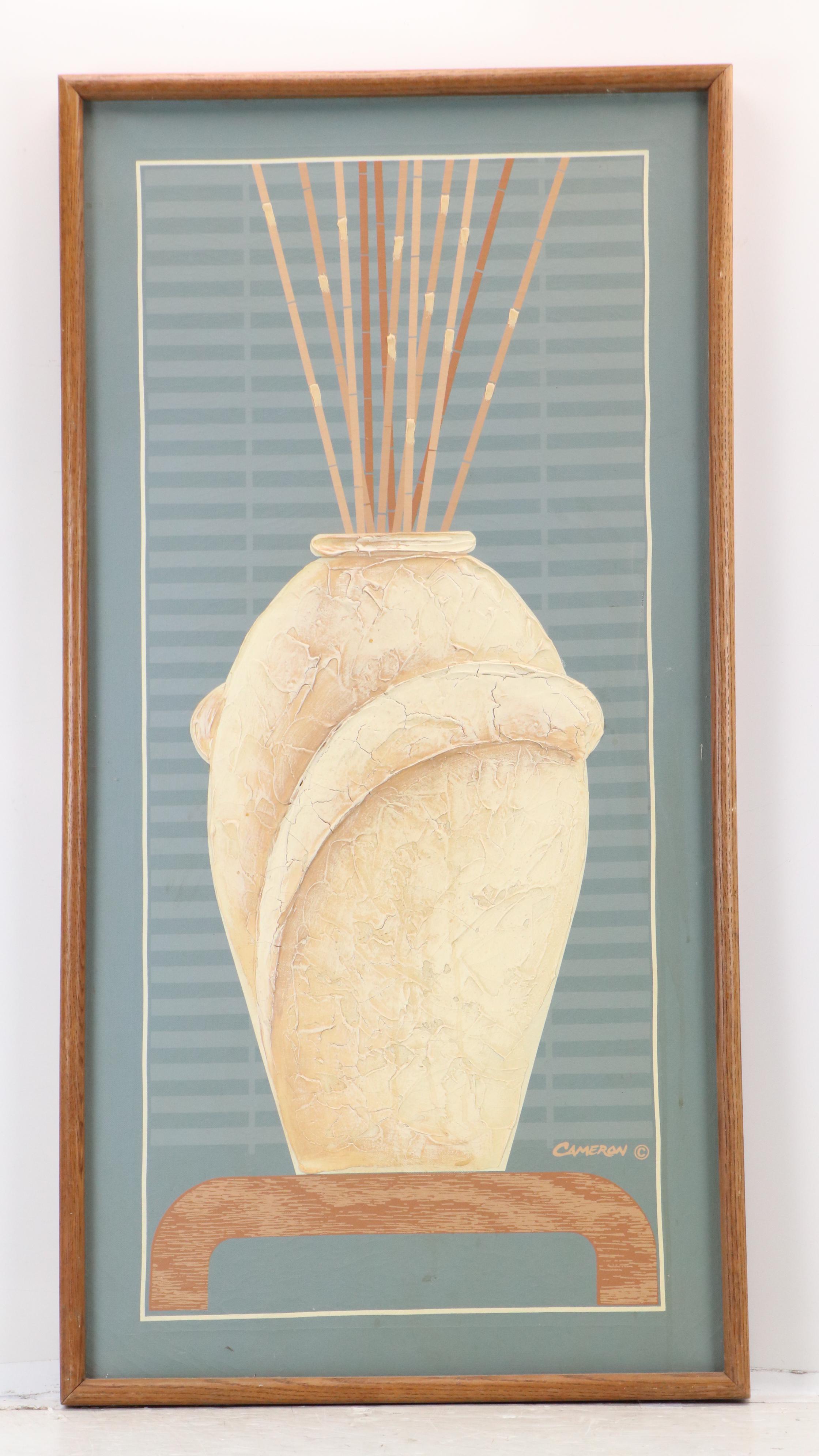 Embellished Giclée Diptychs of Vases with Branches, Mid to Late 20th Century