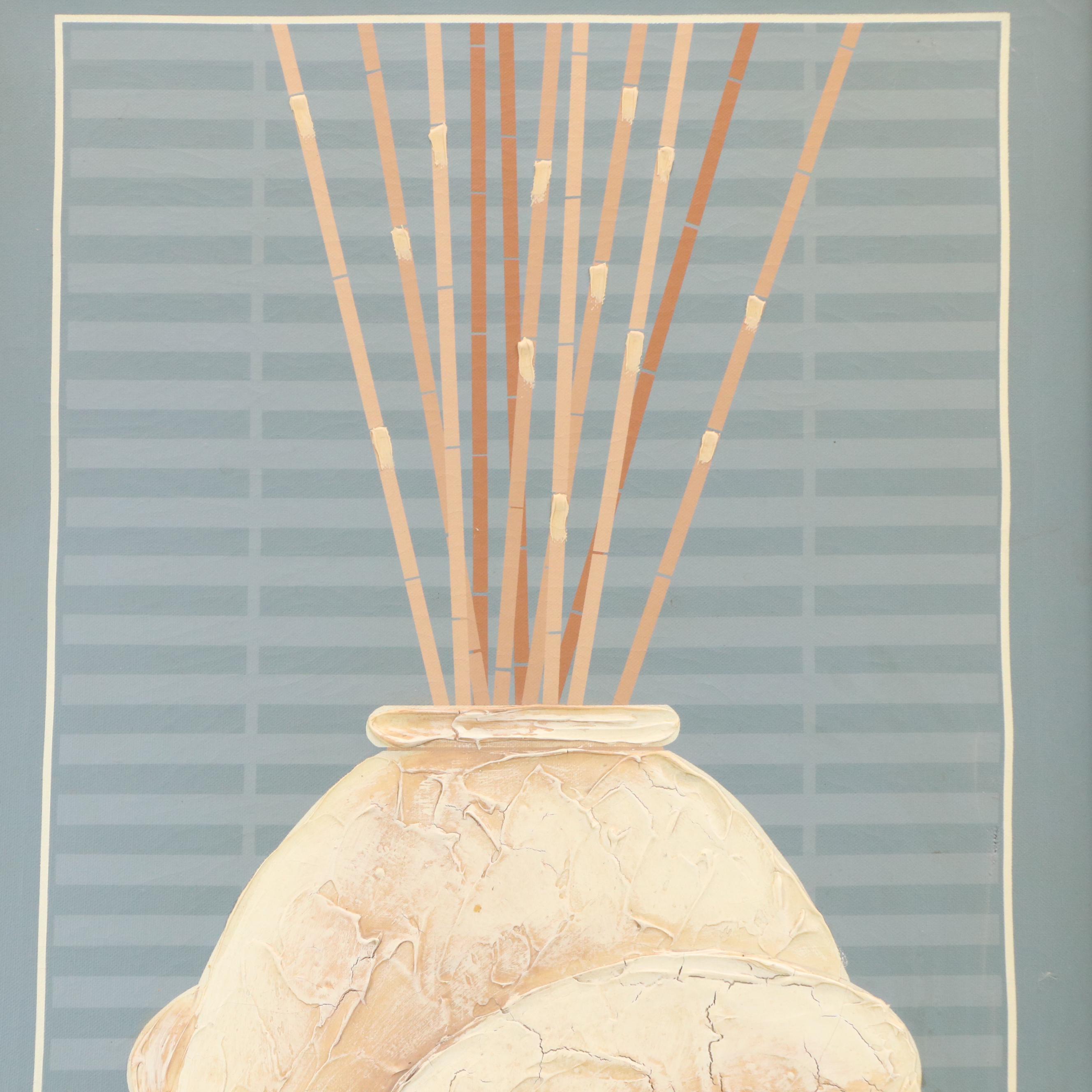 Embellished Giclée Diptychs of Vases with Branches, Mid to Late 20th Century