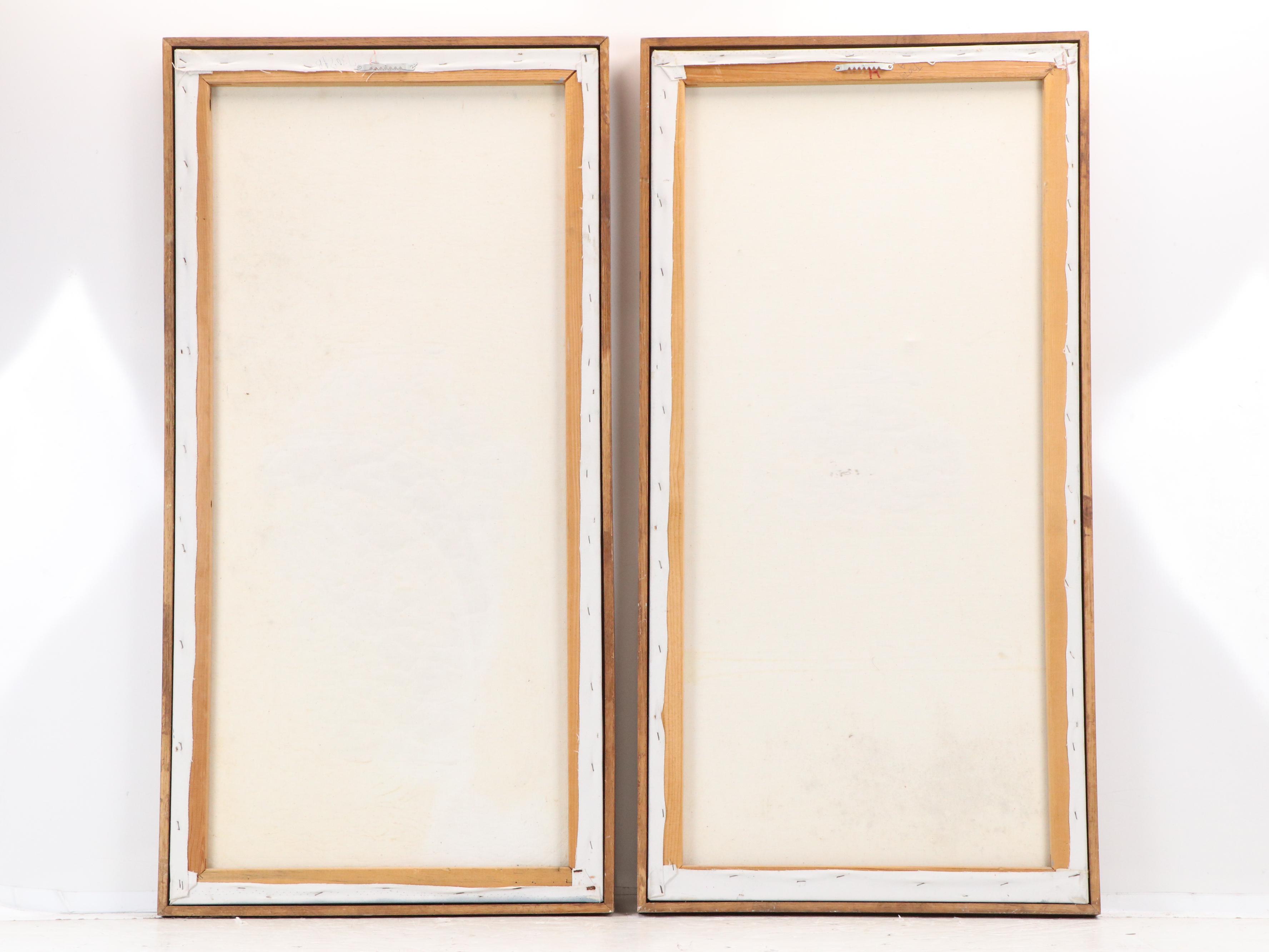 Embellished Giclée Diptychs of Vases with Branches, Mid to Late 20th Century