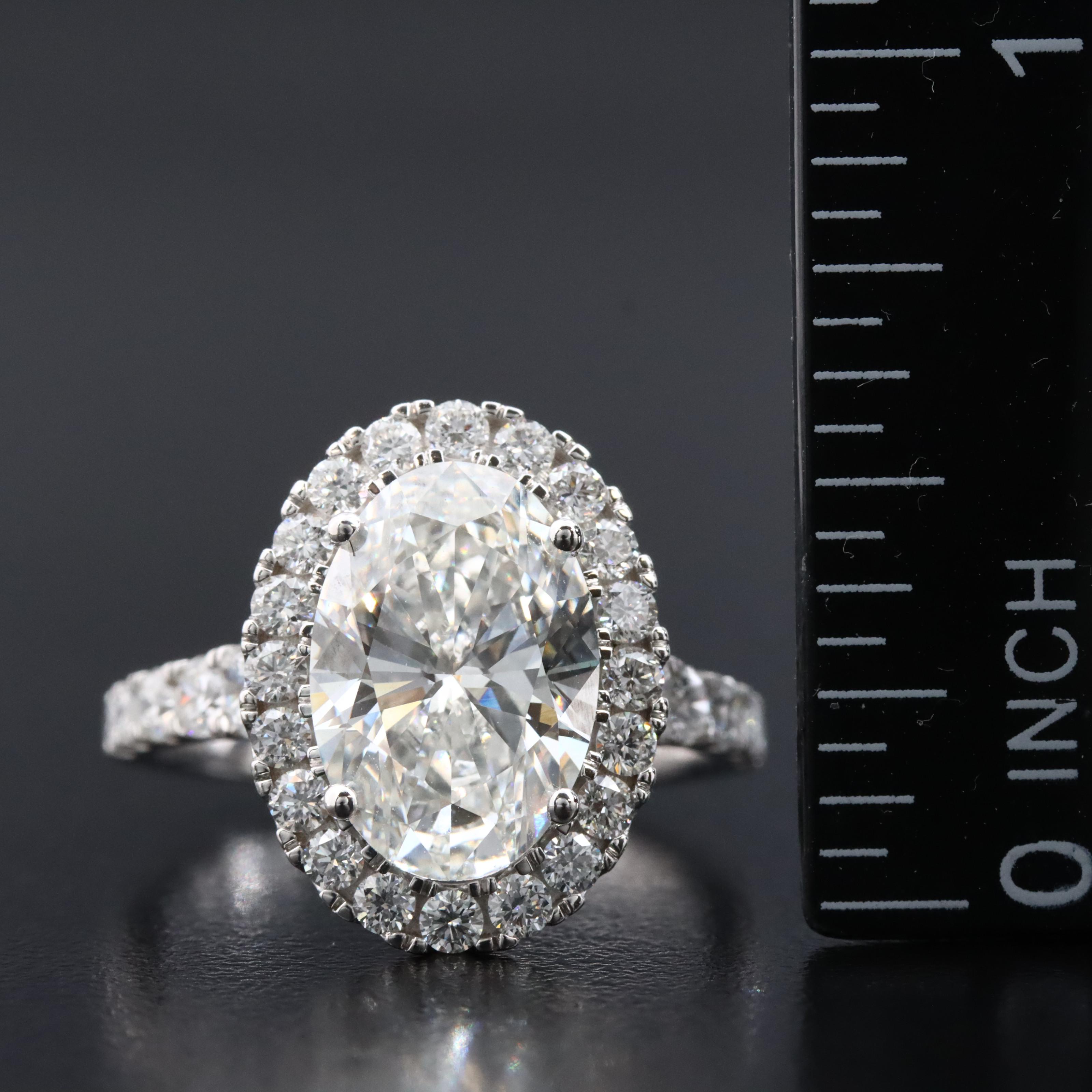 14K 4.94 CTW Lab Grown Diamond Halo Ring