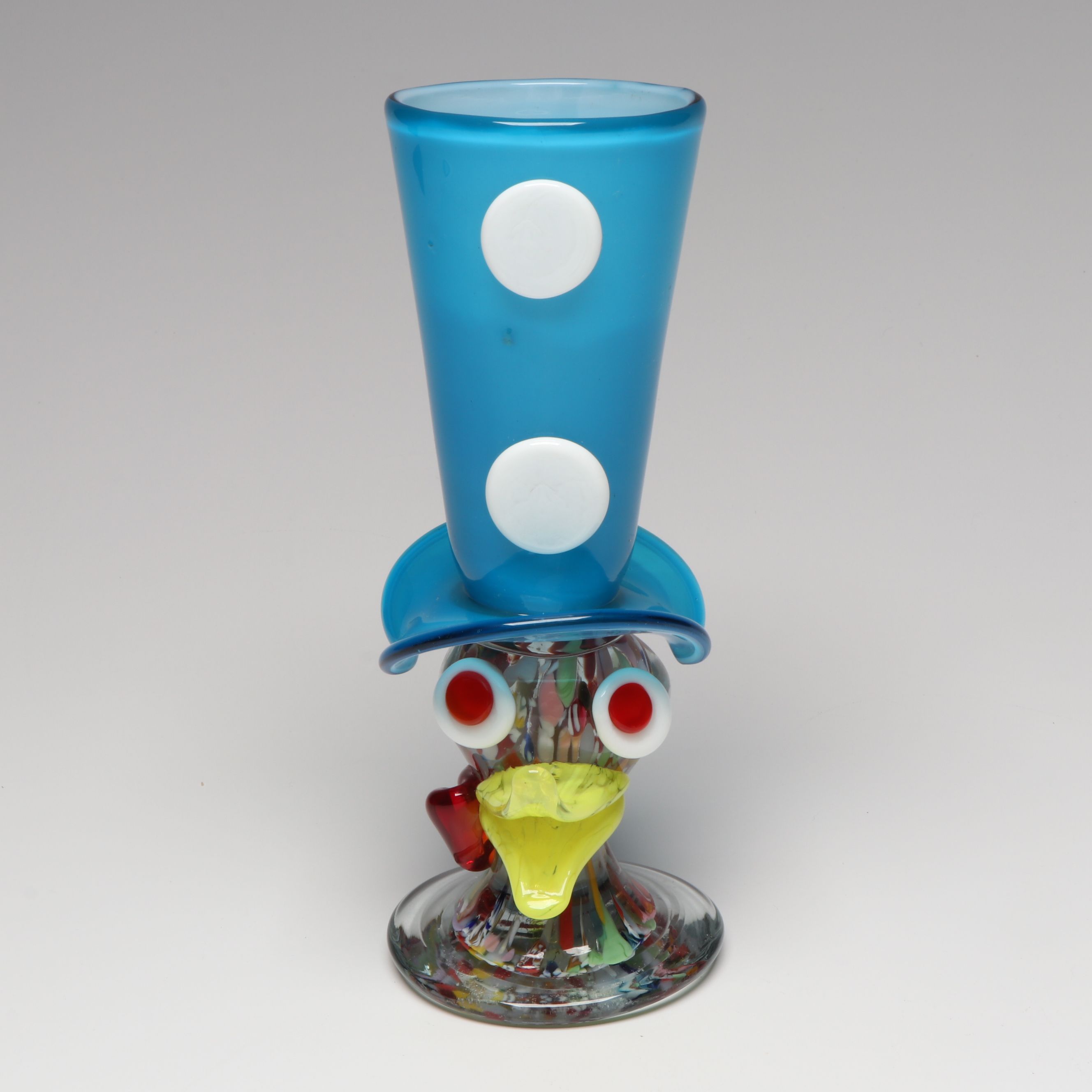 Art Glass Duck Character Vase and Green Horse