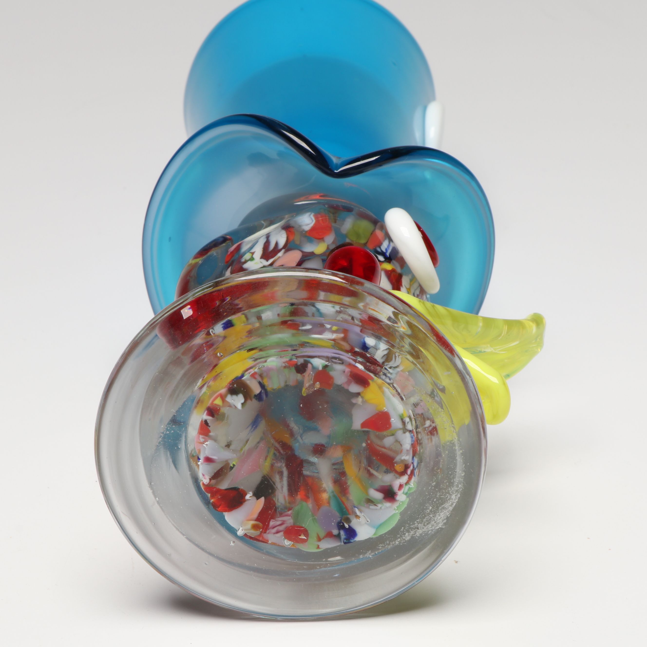 Art Glass Duck Character Vase and Green Horse