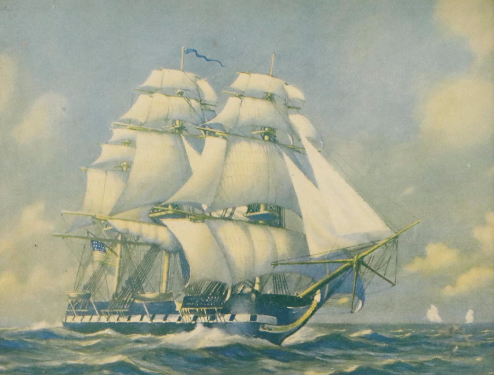 Maritime Duotone Halftone of Clipper Ship at Sea