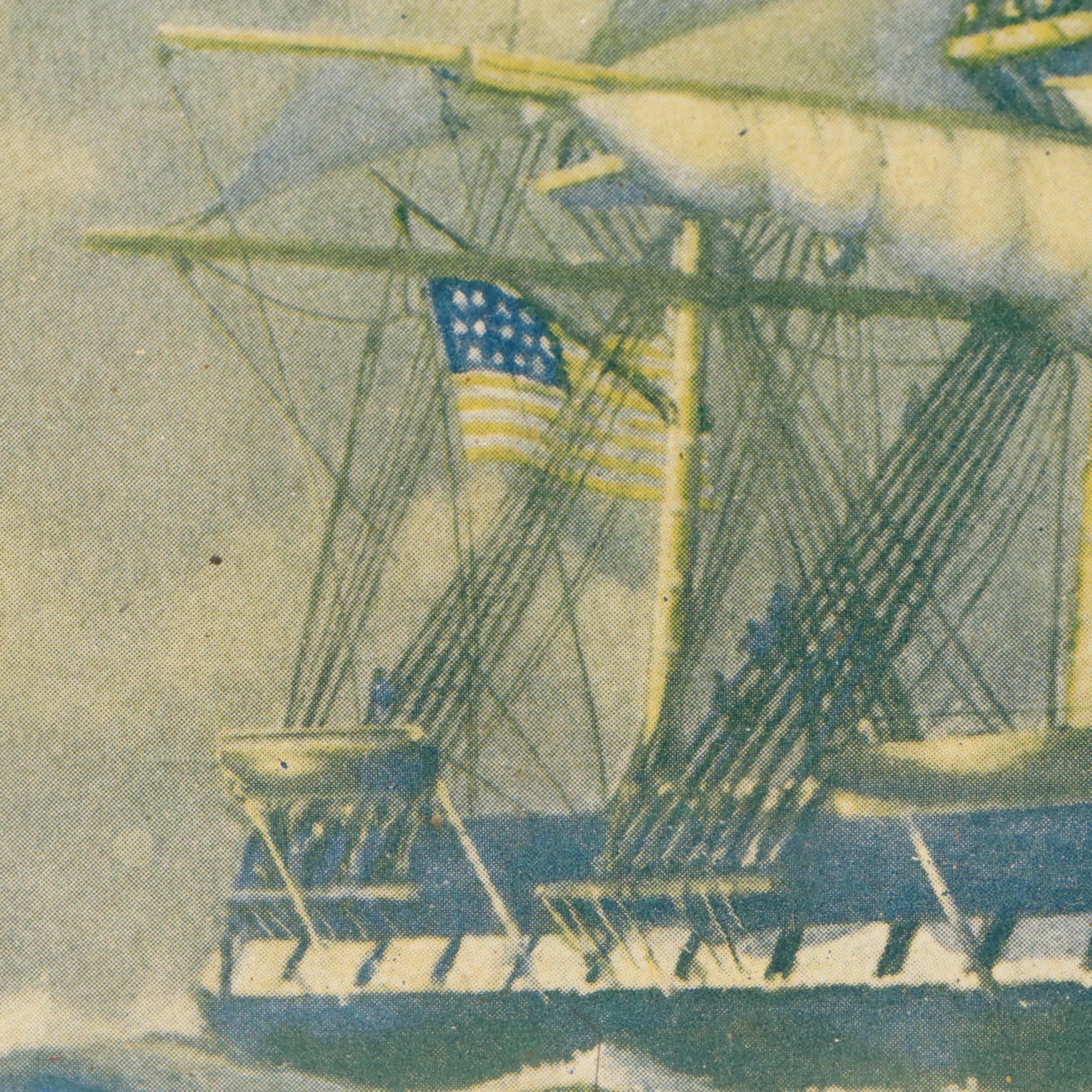 Maritime Duotone Halftone of Clipper Ship at Sea