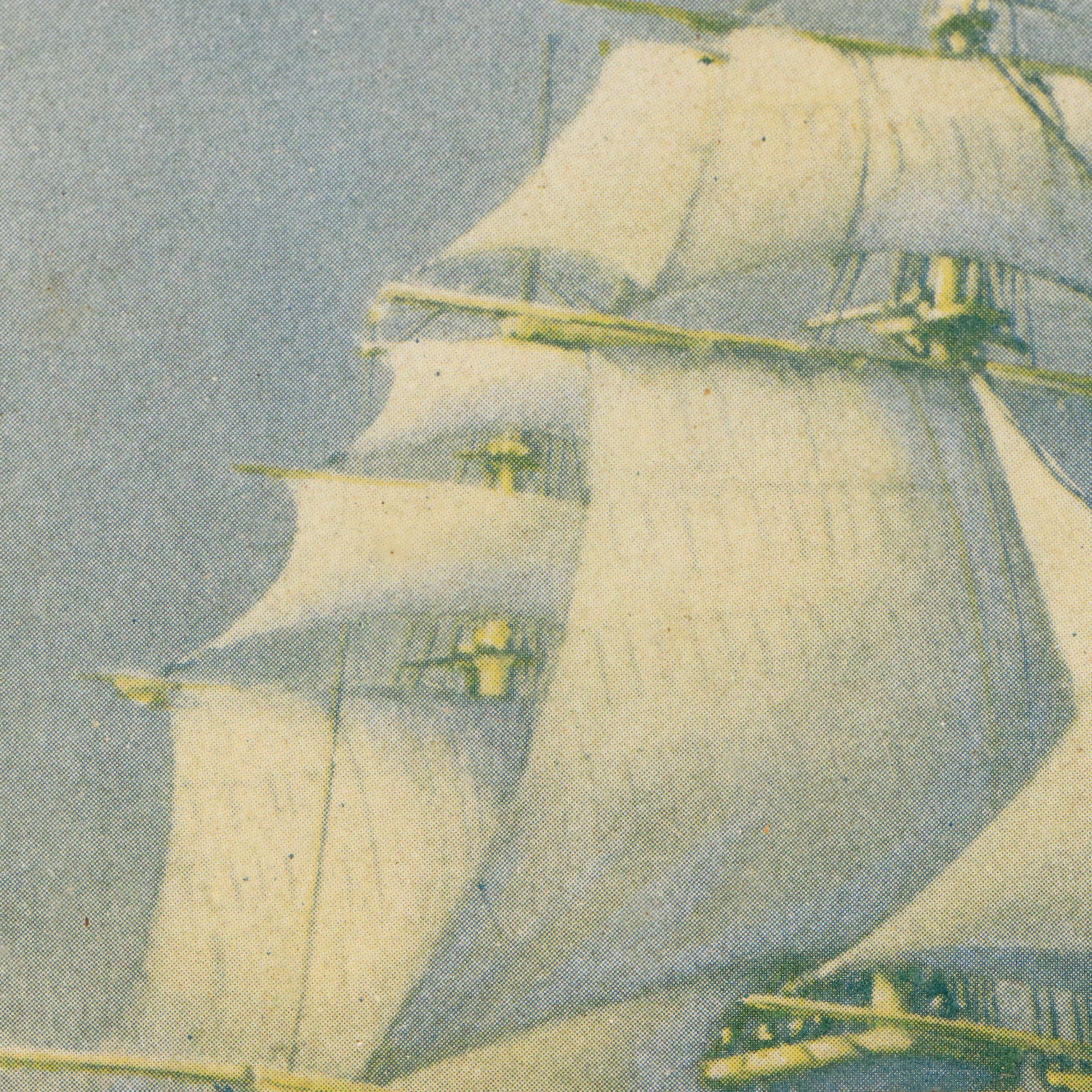 Maritime Duotone Halftone of Clipper Ship at Sea