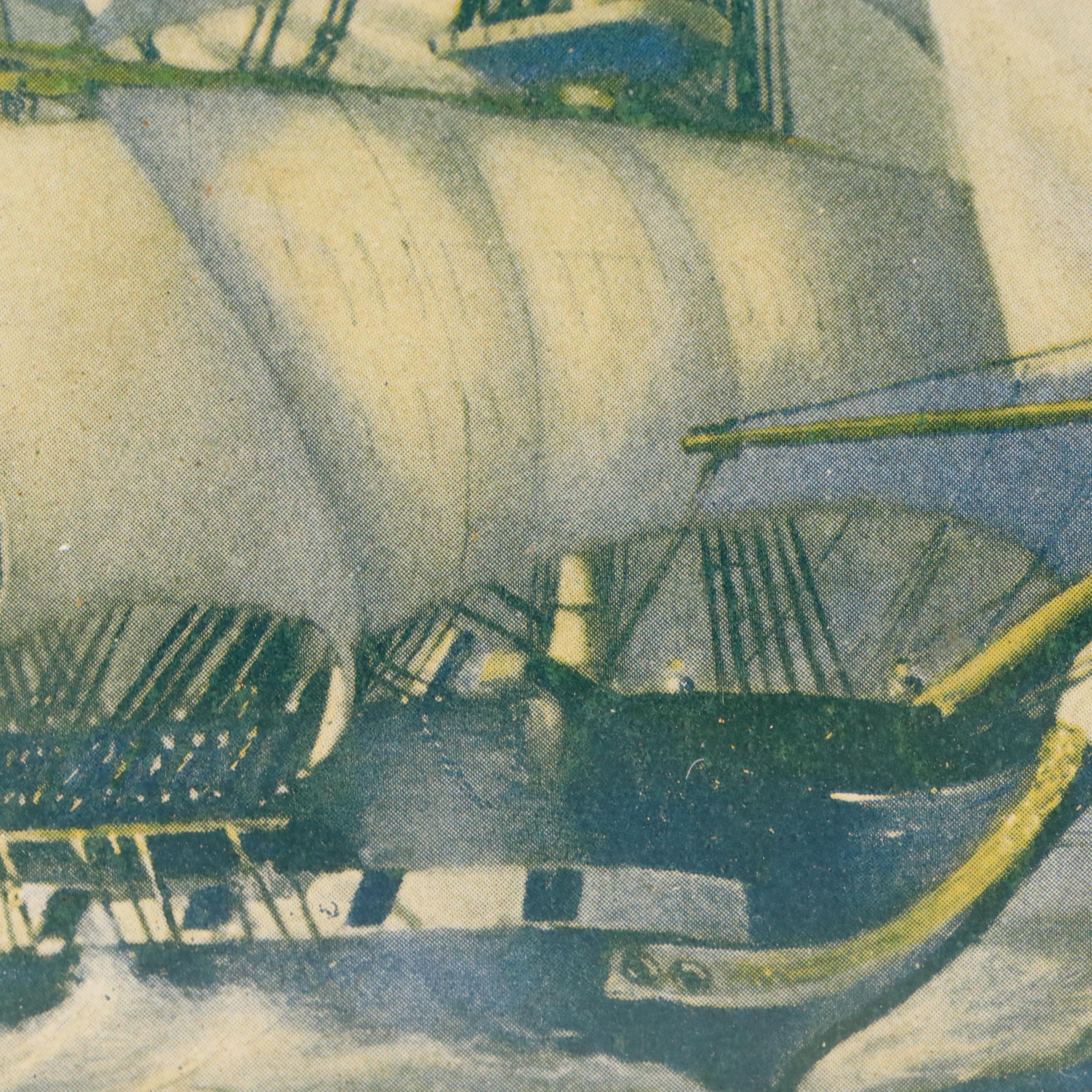 Maritime Duotone Halftone of Clipper Ship at Sea