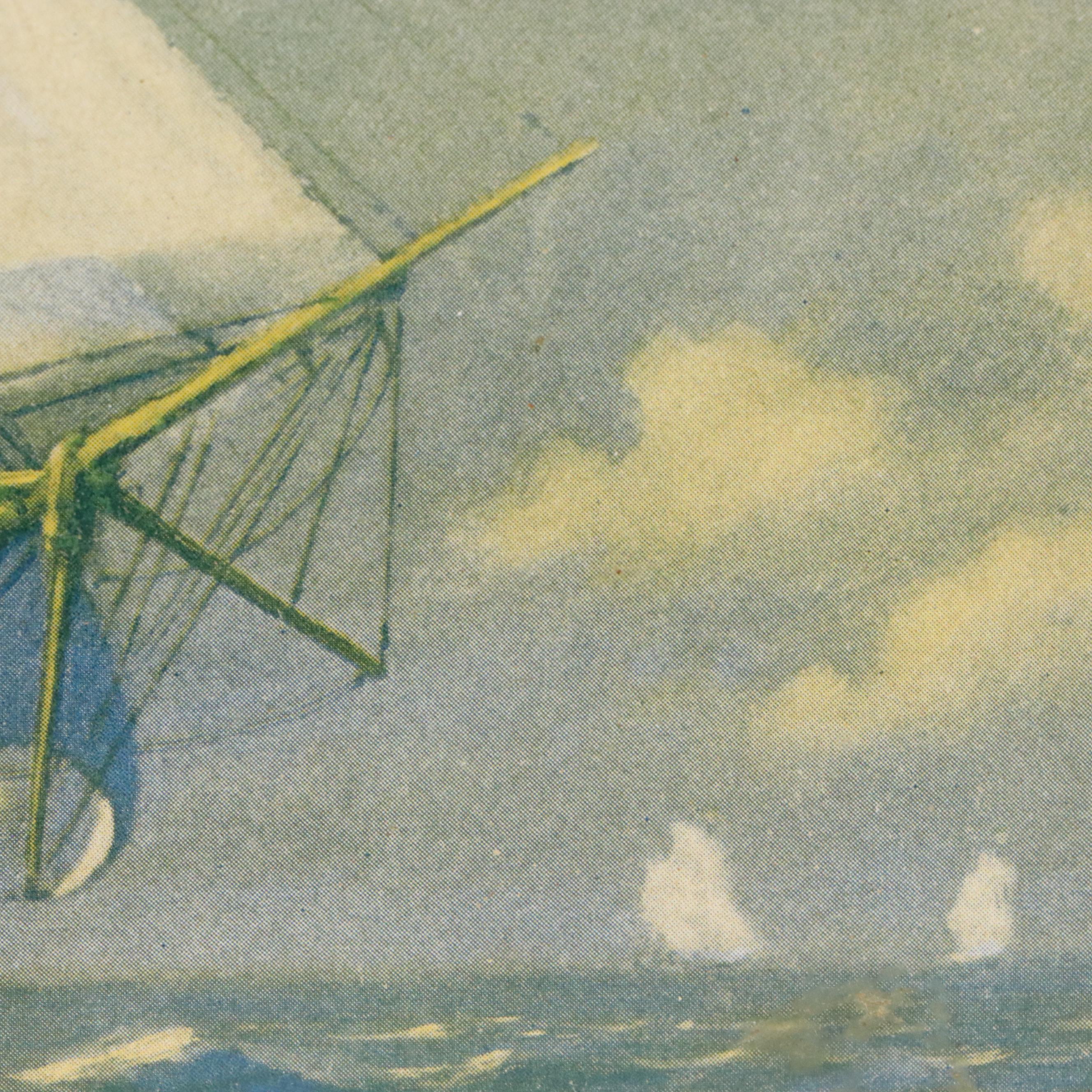 Maritime Duotone Halftone of Clipper Ship at Sea