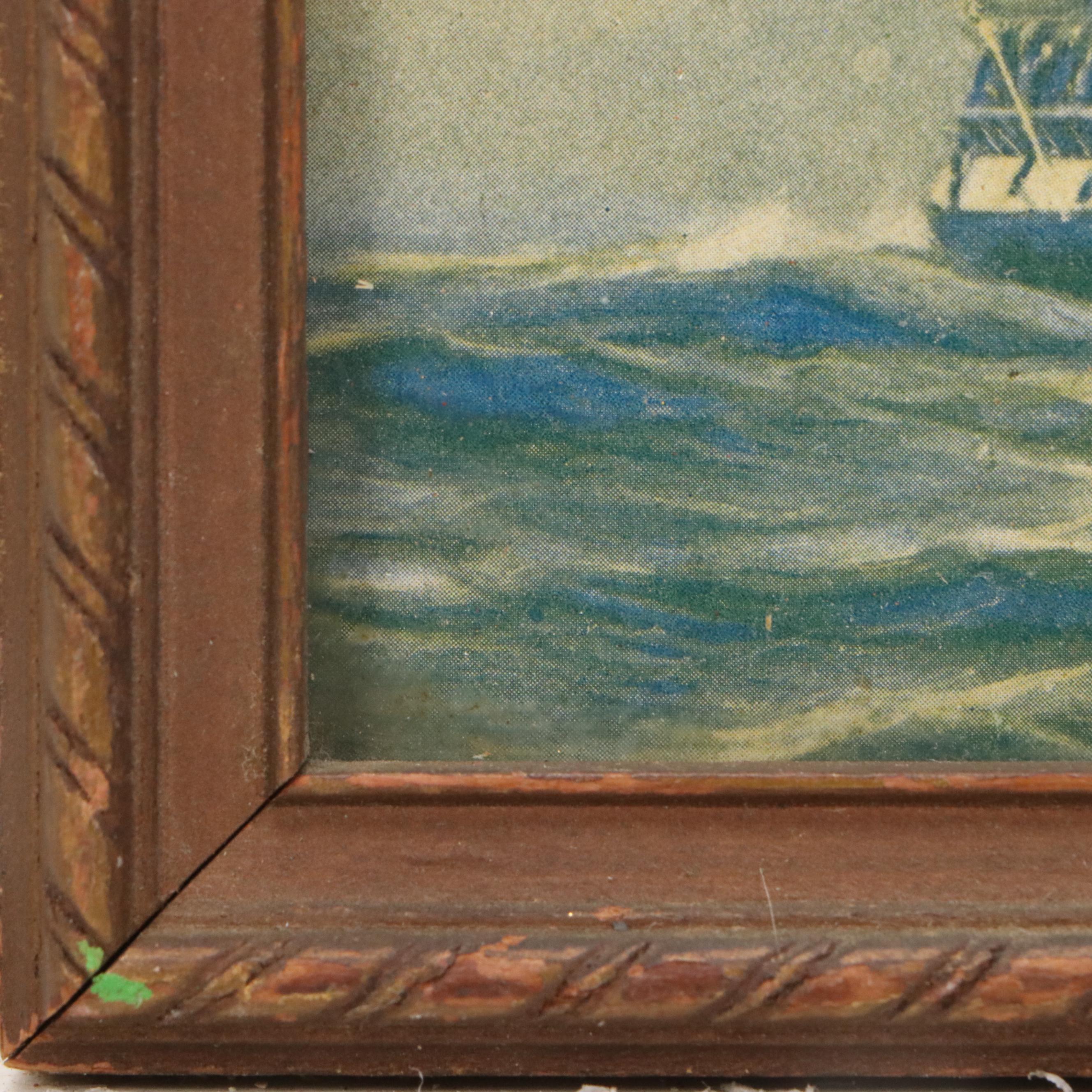 Maritime Duotone Halftone of Clipper Ship at Sea