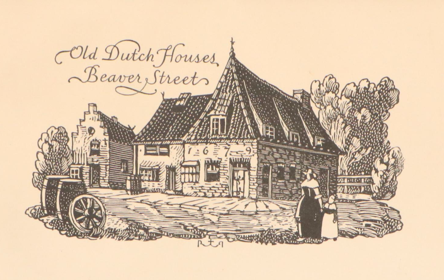 Lithograph "Old Dutch Houses Beaver Street," 20th Century