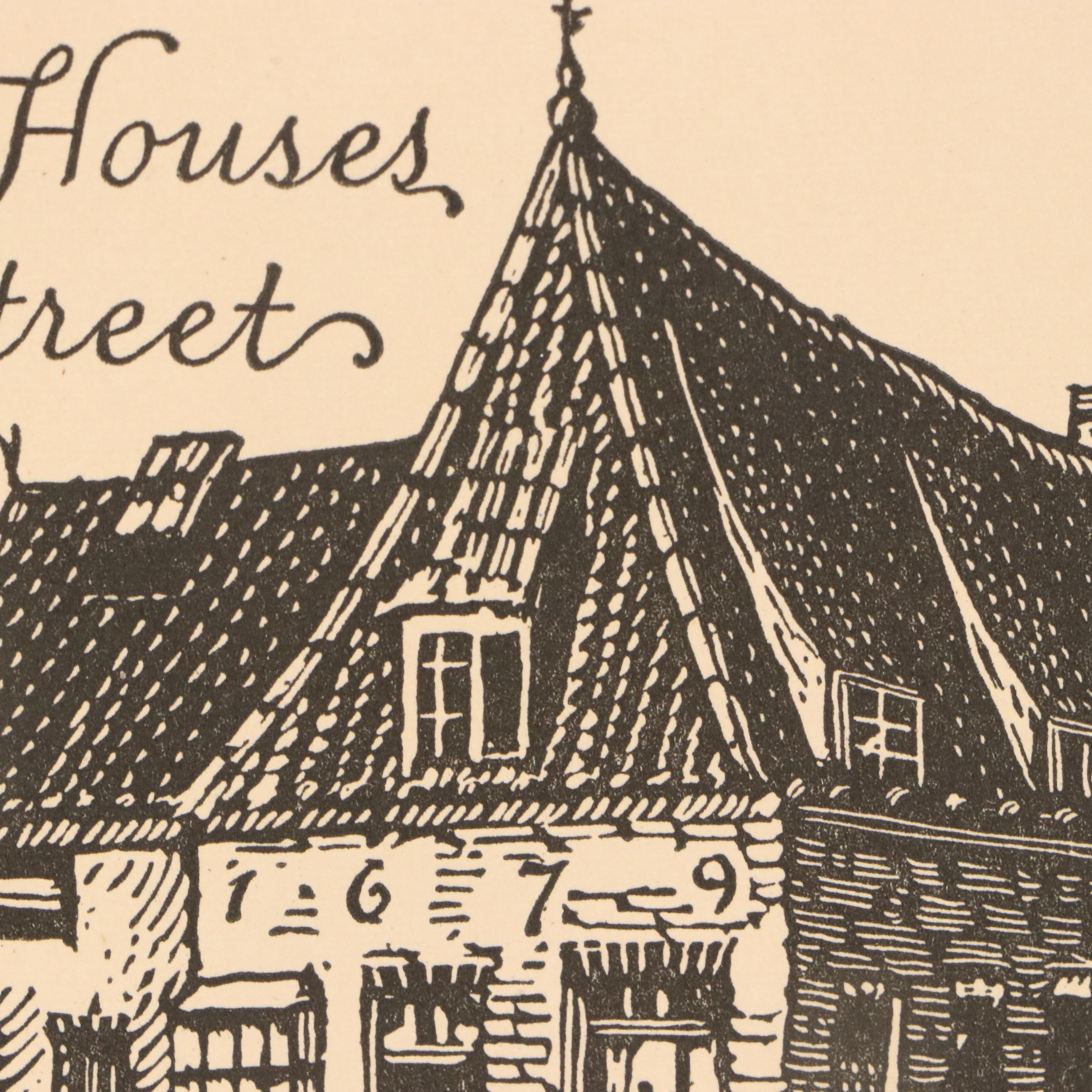 Lithograph "Old Dutch Houses Beaver Street," 20th Century