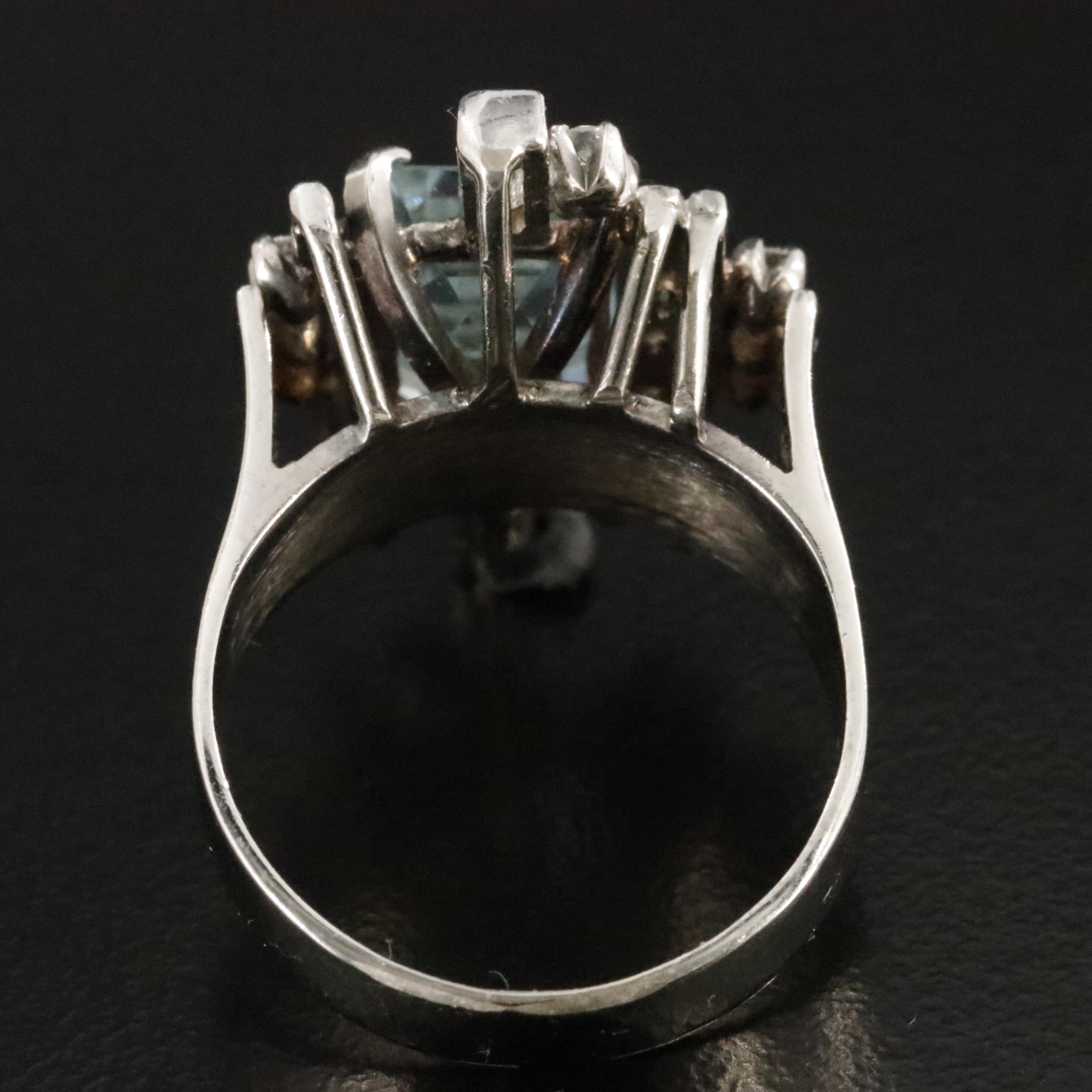 Brutalist 14K Aquamarine and Diamond Ring